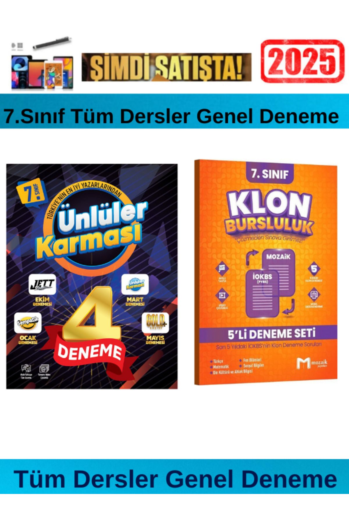 Fenomen Yayıncılık Ünlüler Karması 2025 7.Sınıf Tüm Dersler 4 Deneme+Mozaik 7.Sınıf Klon Genel 5 li Deneme+Kalem