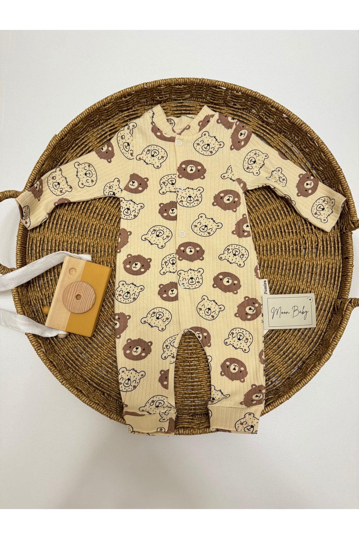 WOW % 100 Pamuklu Ayıcık Desenli Unisex Bebek Tulum