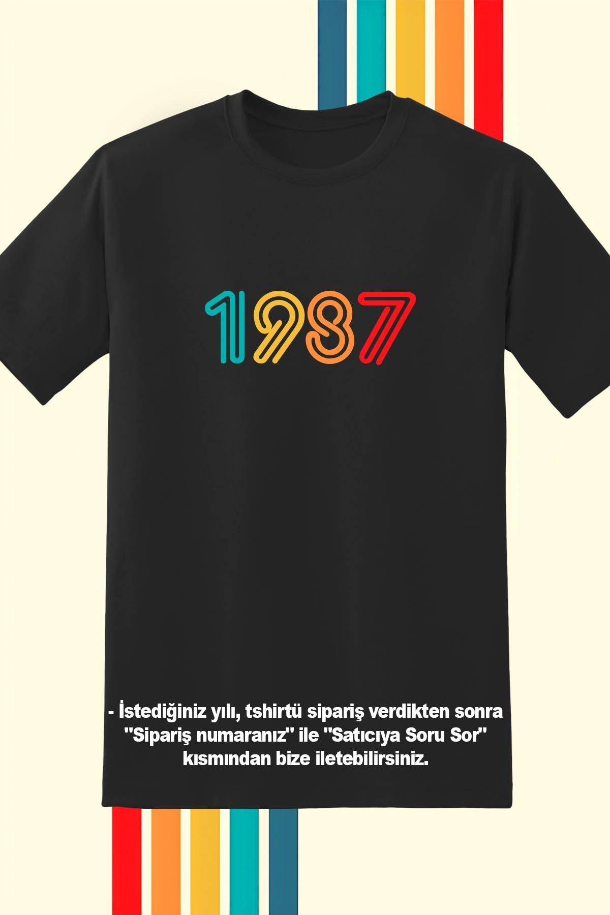 362BASKI Kişiye Özel Doğum Yılı Temalı Retro Baskılı Tshirt