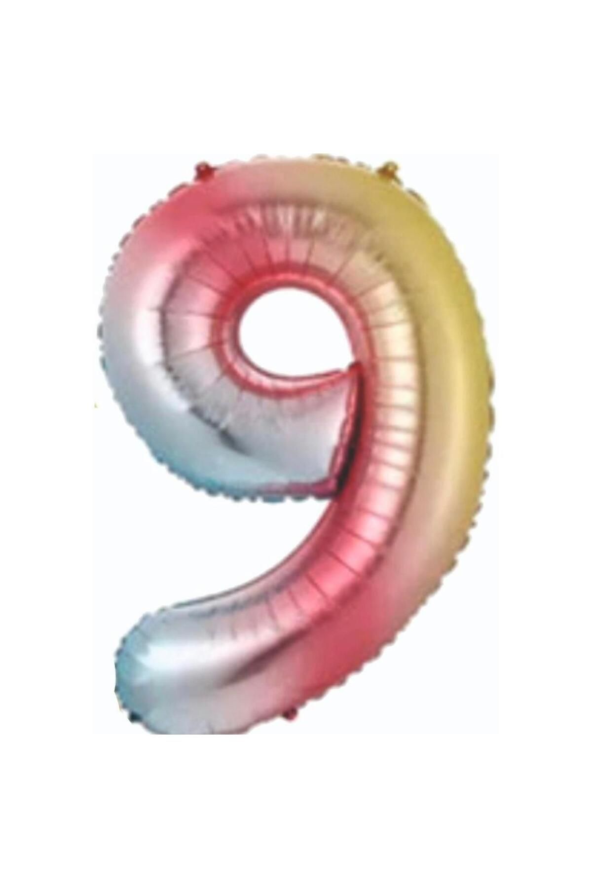 MİNAY 9 RAKAM FOLYO BALON GÖKKUŞAĞI RENK 34" 76cm