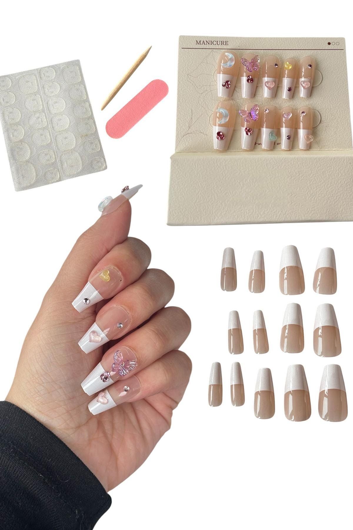 TAKIŞTIR Karışık Renk Karışık Figürlü Takma Tırnak Set (Yapıştırıcılı)