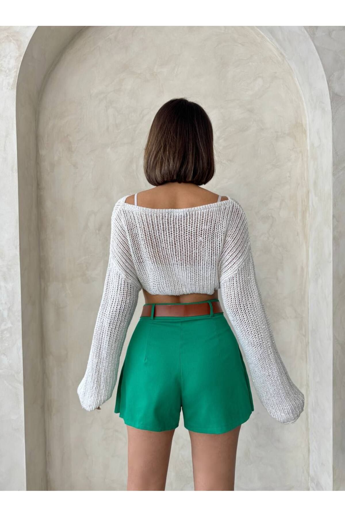 AYLFARWEAR Gabardin Pileli Şort Etek