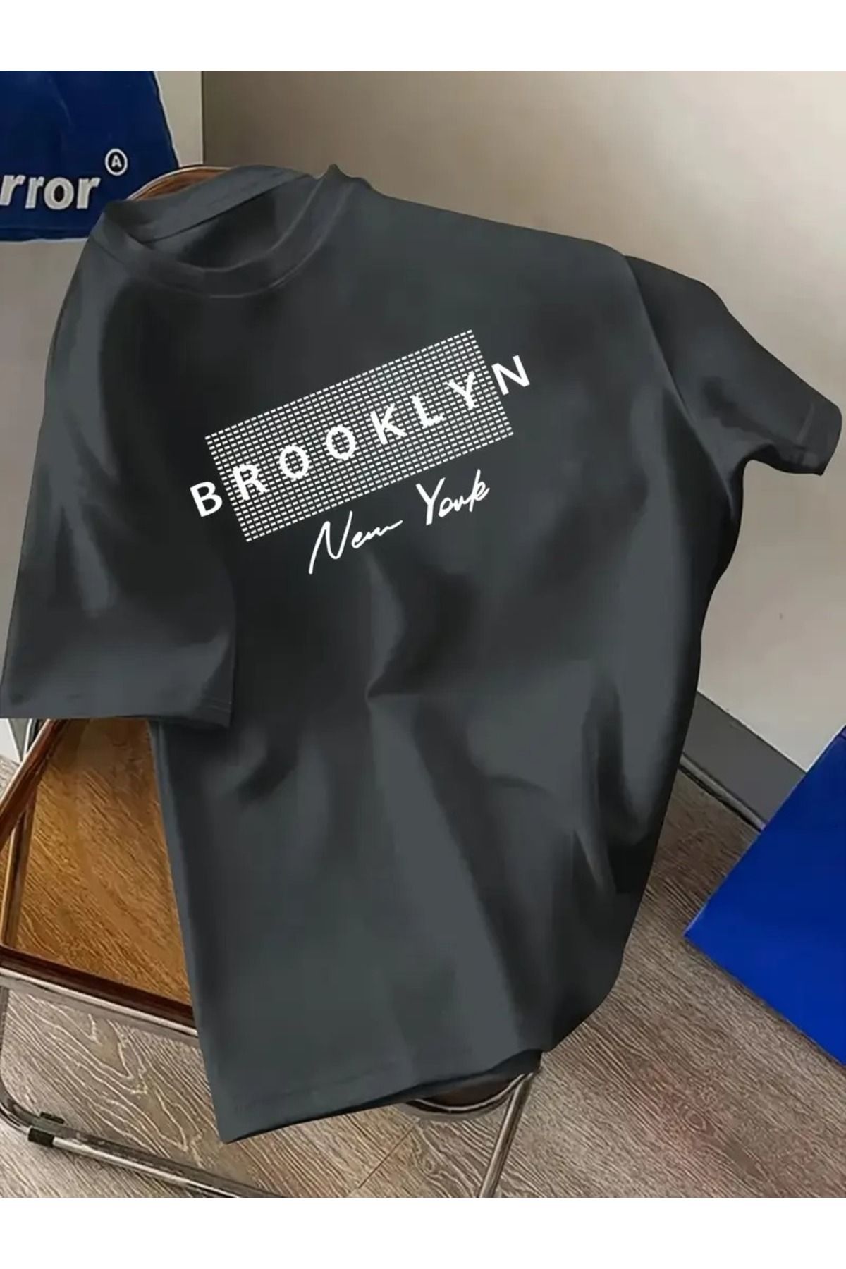PAVRO Oversize Unisex Basic Tişört Rahat Şık Günlük Kullanım broklynbaskılı