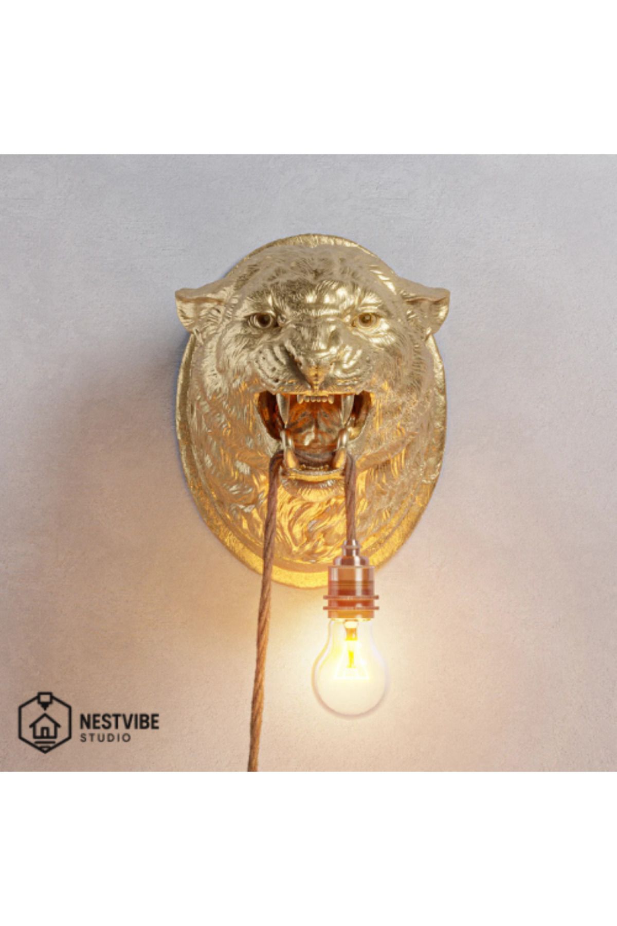 DREAM MODE Leopar Başlı Şık Ve Modern Duvar Lambası NESTVİBE Özel Seri