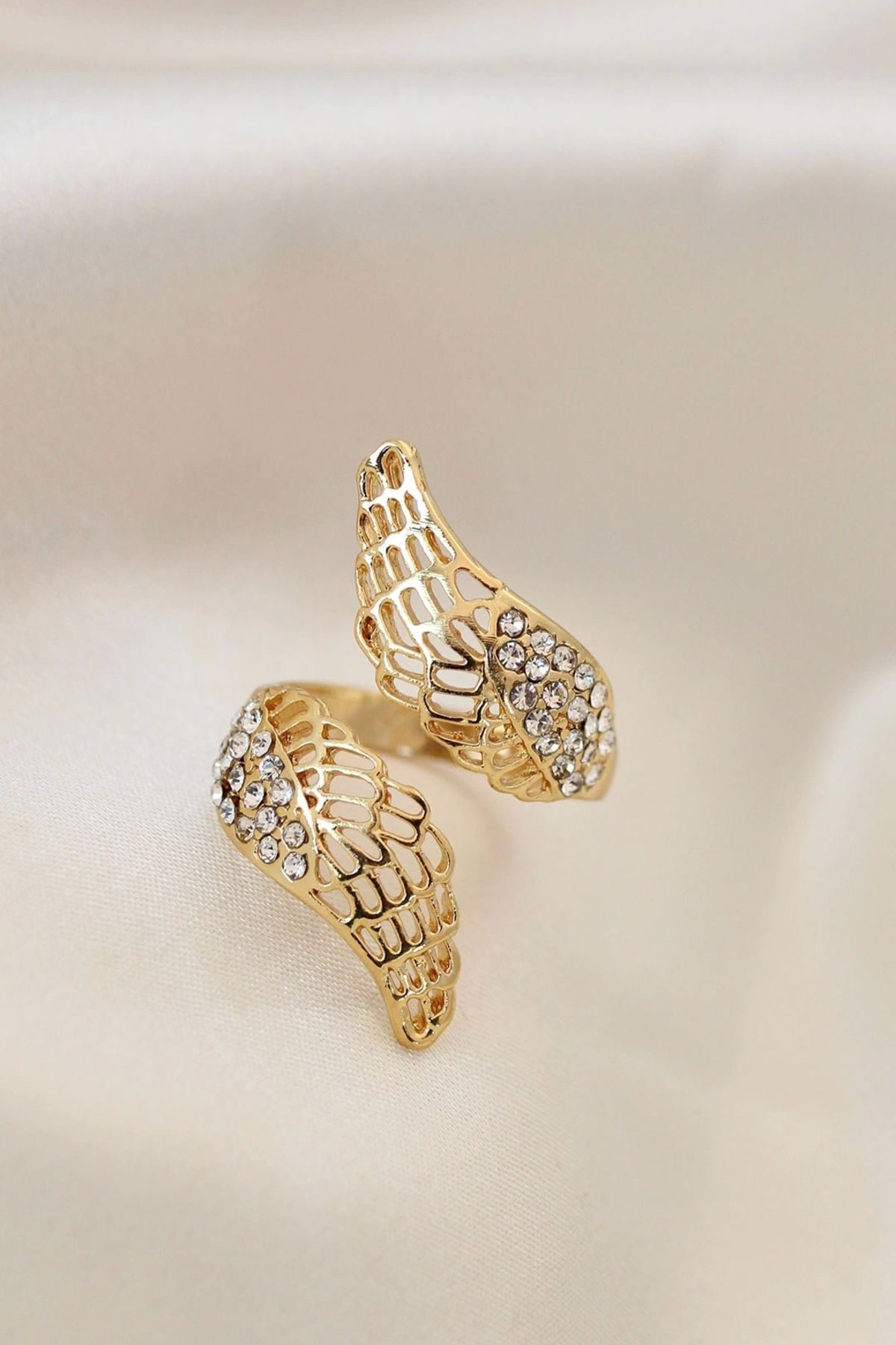 Clariss Ayarlamalı Gold Renk Metal Zirkon Taşlı Kanat Yüzük