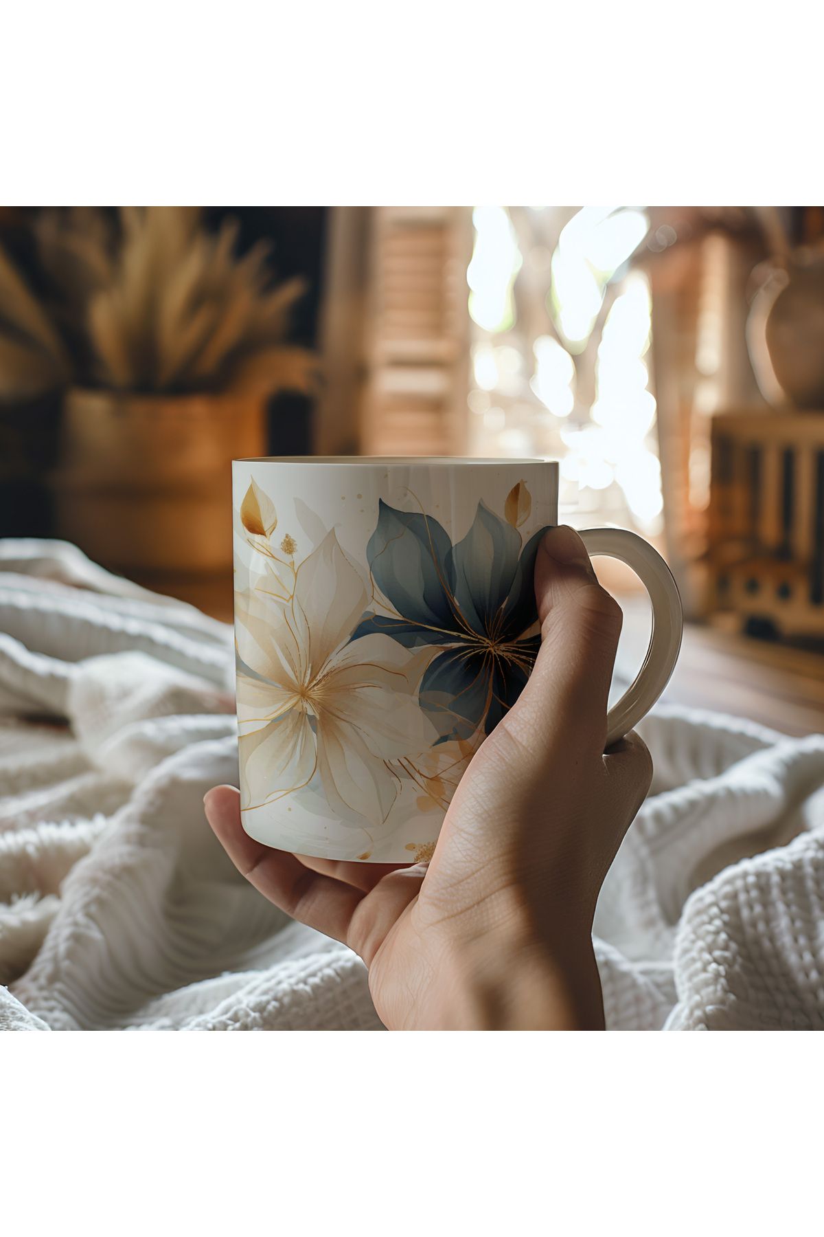 waspandhornet Floral Desen Seramik Kupa