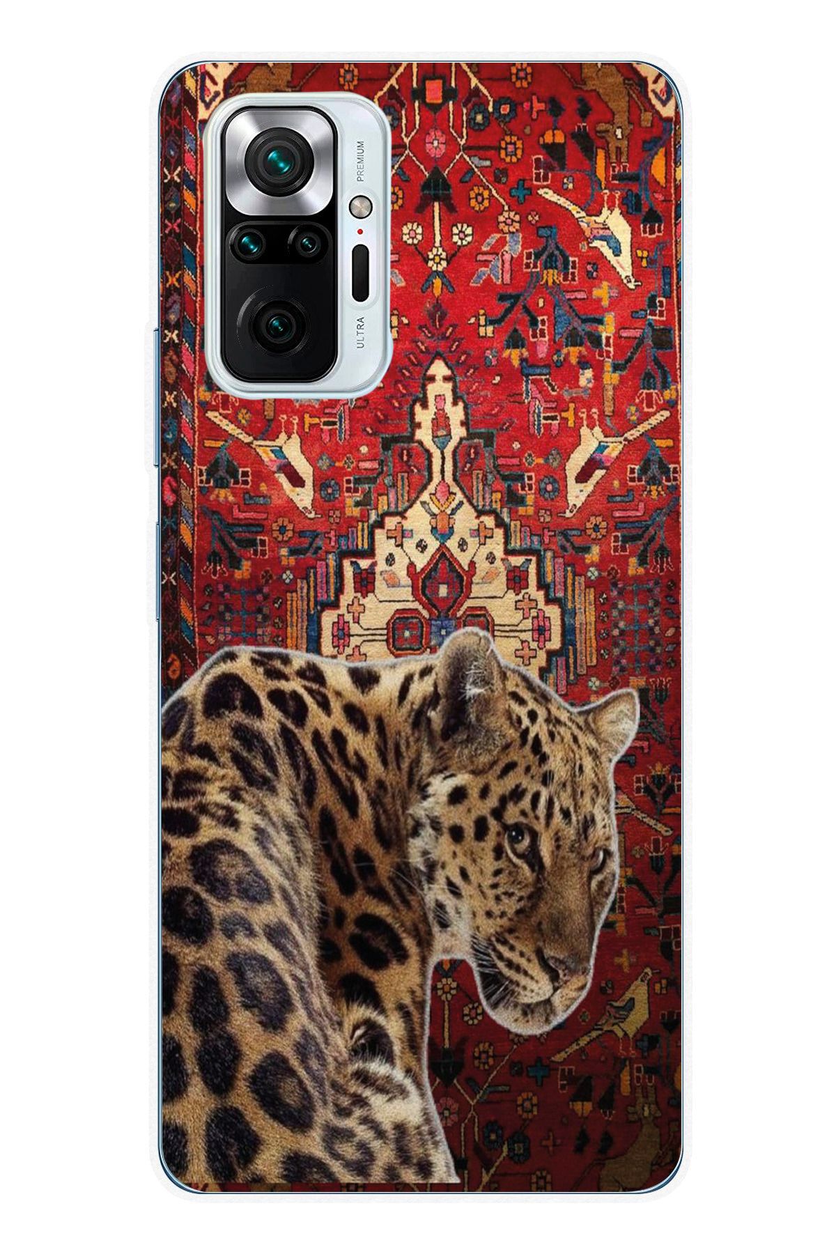 moonset Xiaomi Redmi Note 10 Pro Uyumlu Leopar Tasarımlı Baskılı Şeffaf Telefon Kılıfı