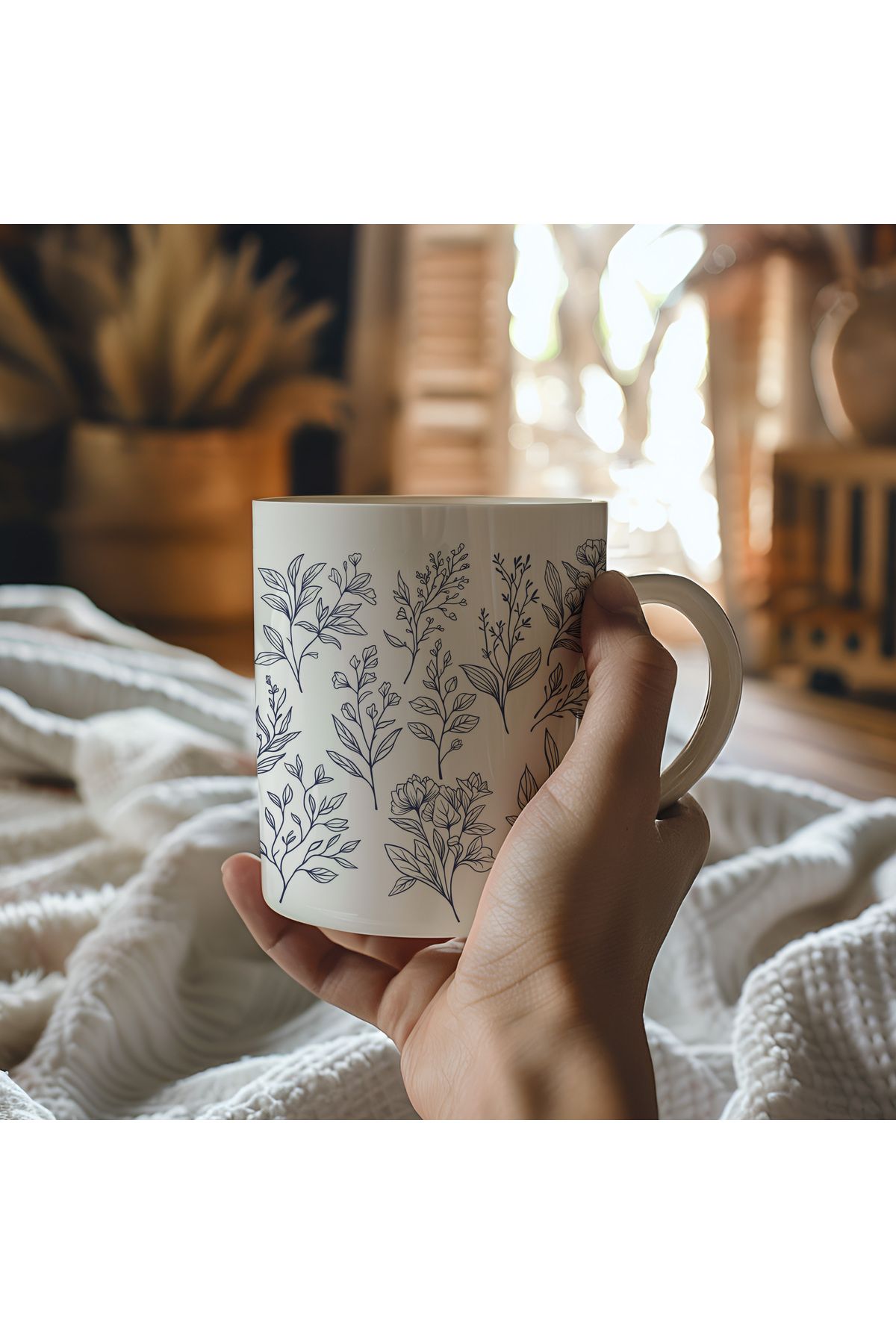 waspandhornet Floral Desen Seramik Kupa
