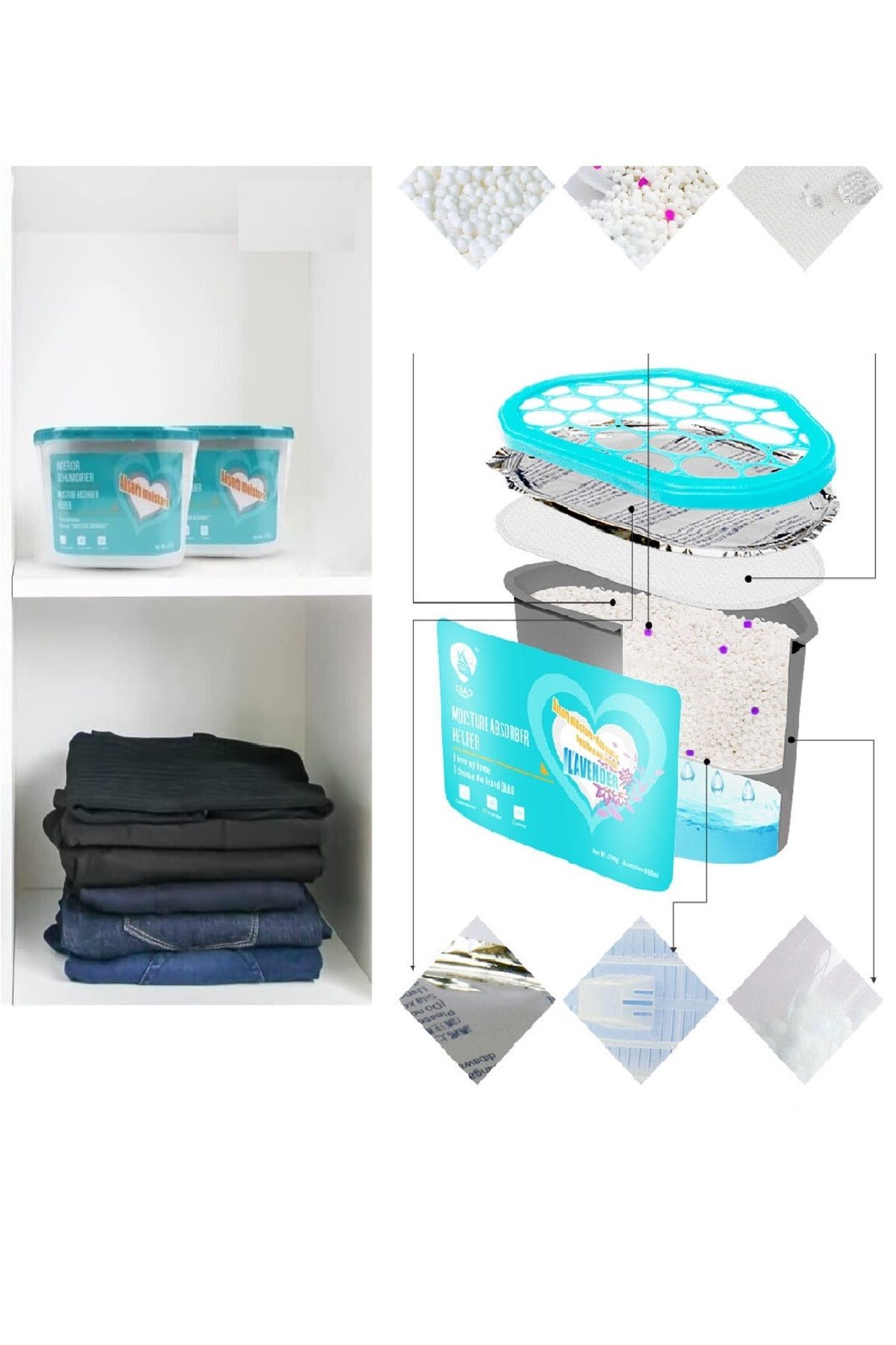NEZADE STORE 600 ML Nem Alıcı Rutubet Giderici Aparat - Limonlu Mutfak Salon Banyo Küf Koku Alıcı Granül