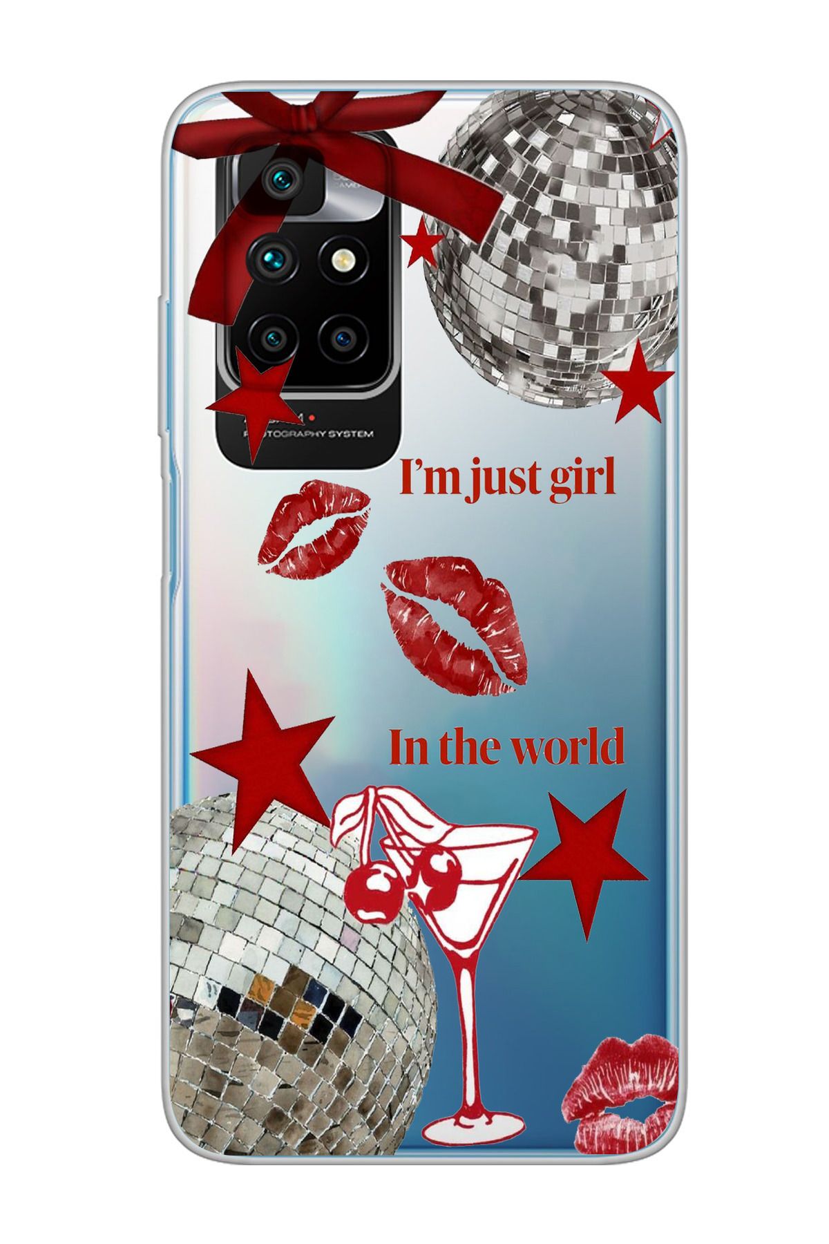 moonset Xiaomi Redmi 10 2022 Uyumlu Im Just Girl Tasarımlı Baskılı Şeffaf Telefon Kılıfı