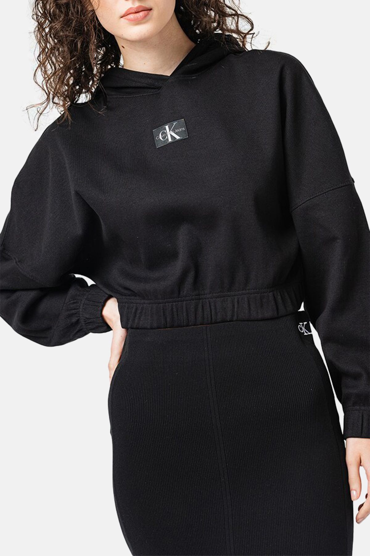 Calvin Klein Kapüşon Yaka Düz Siyah Kadın T-Shirt J20J221441