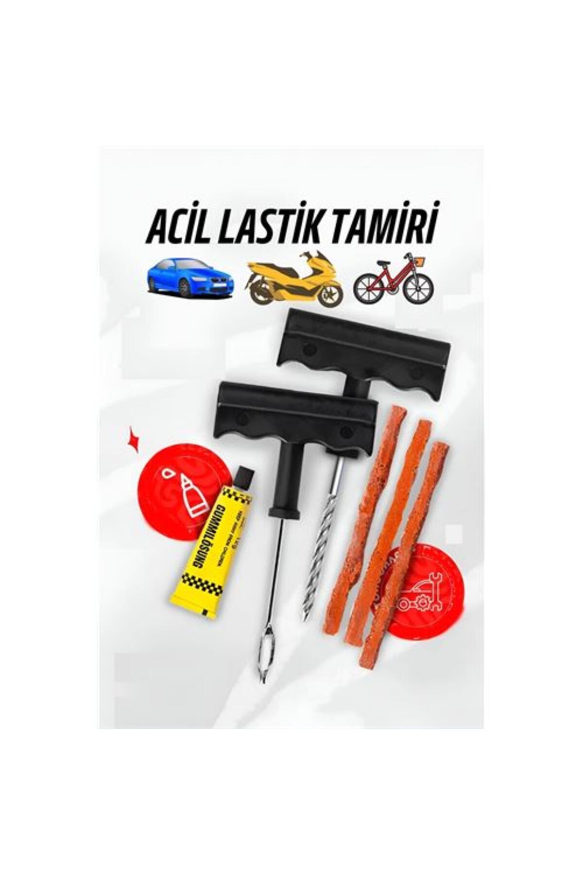 ÖYKÜ VE YİĞİT Lastik Tamir Kiti Oto Bisiklet Motosiklet Lastik Tamir Seti