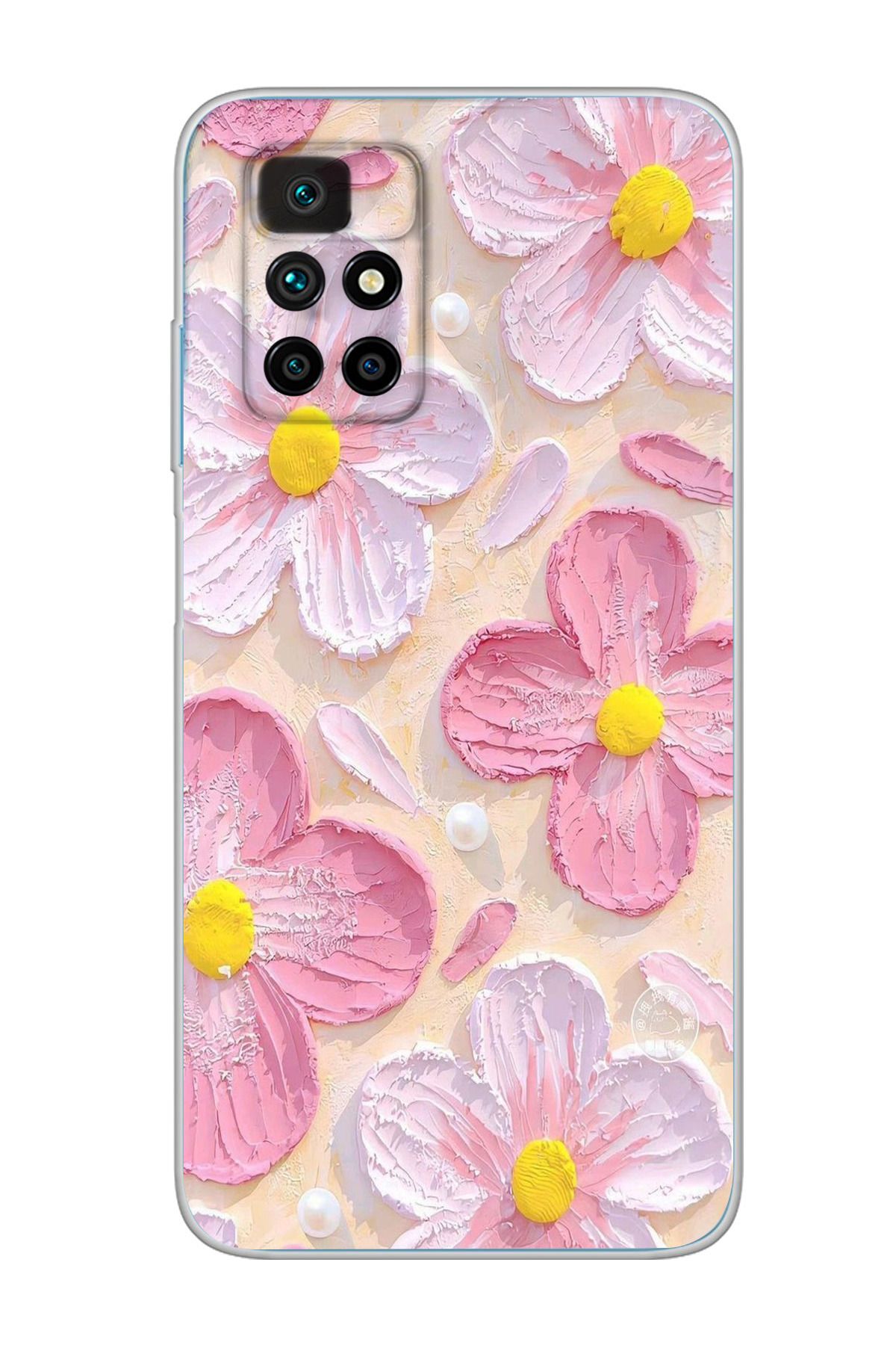 moonset Xiaomi Redmi 10 2022 Uyumlu Pastel Çiçek Tasarımlı Baskılı Şeffaf Telefon Kılıfı