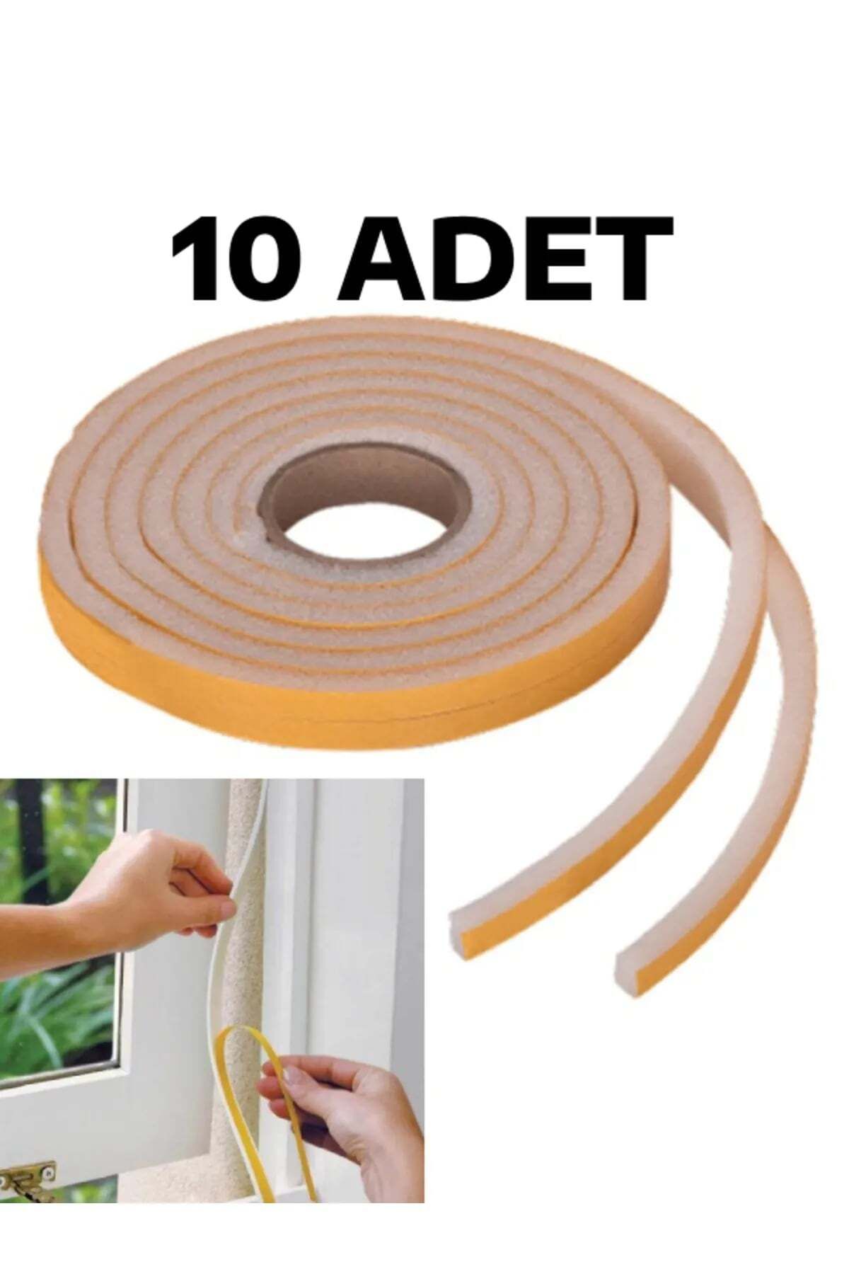 ÖYKÜ VE YİĞİT 10 Adet Pencere Isı Yalıtım Süngeri Yapışkanlı Pencere Rüzgar Bandı (10 Adet x 5Metre)