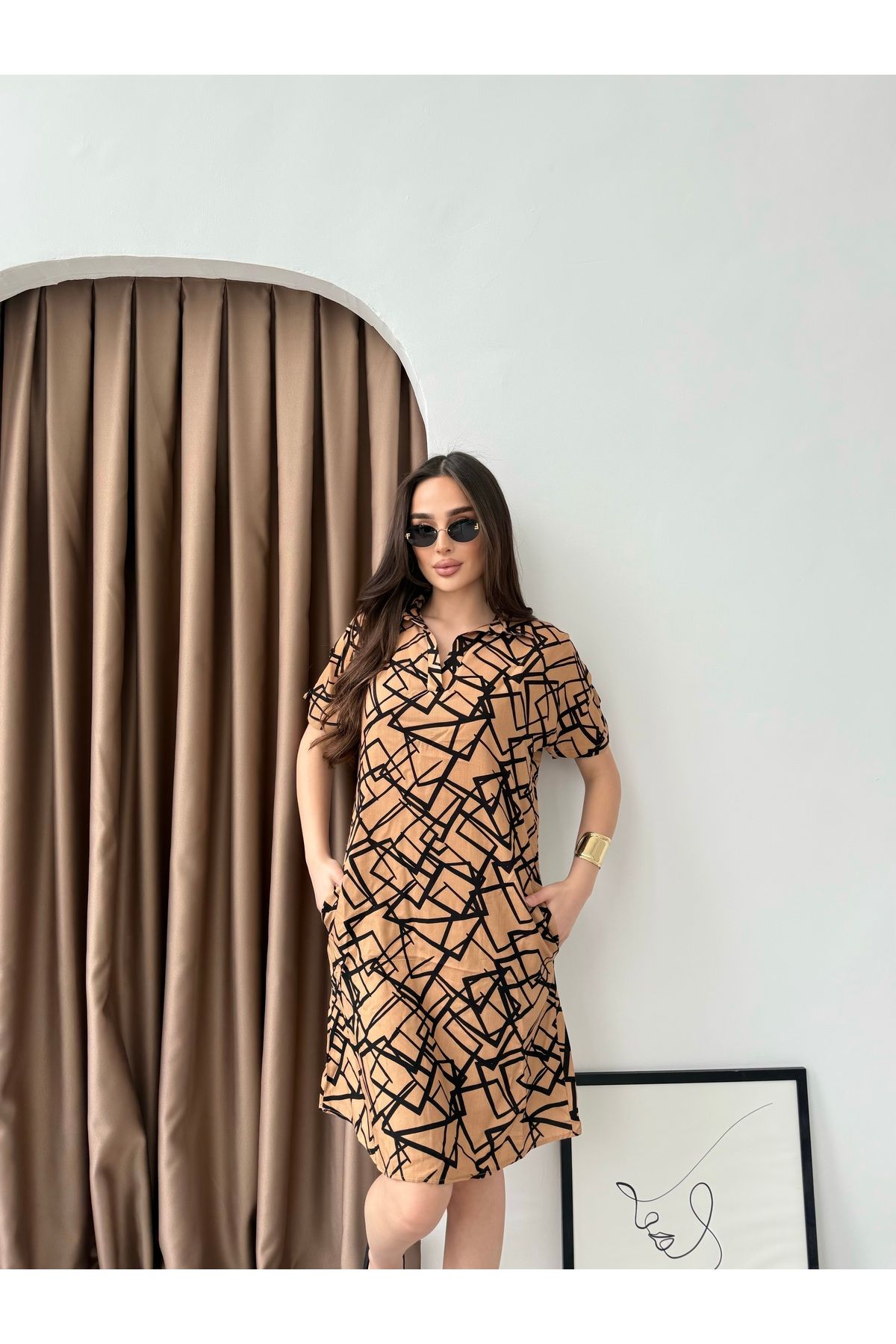 sarıdağ Desenli elbise tunik