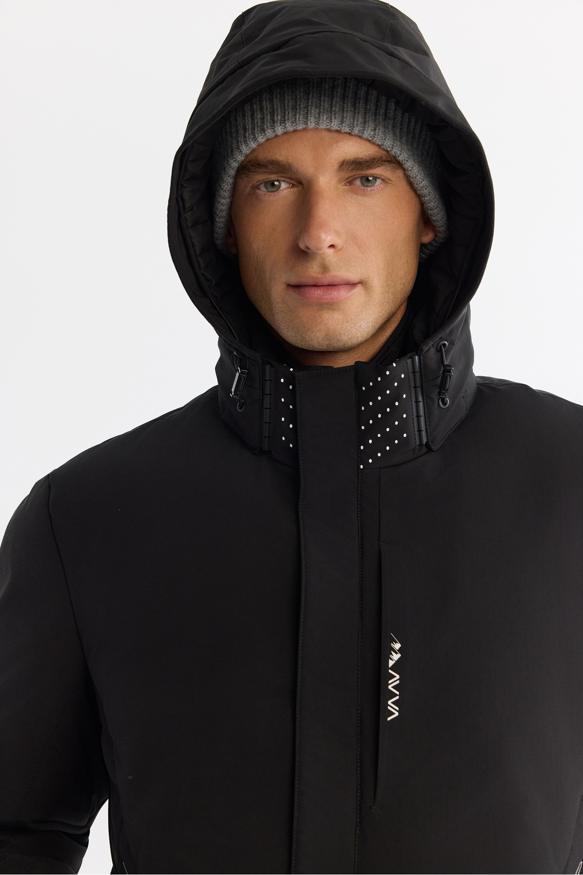 Avva-Men's Black Hooded Water Repellent Windproof -20 Degree Resistant Inflatable Ski Coat A42Y6159 4