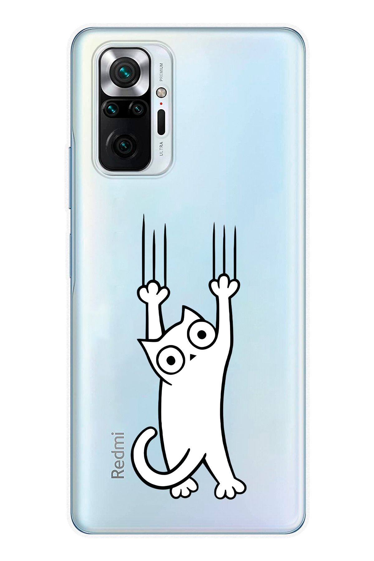 moonset Xiaomi Redmi Note 10 Pro Uyumlu Kedi Tasarımlı Baskılı Şeffaf Telefon Kılıfı