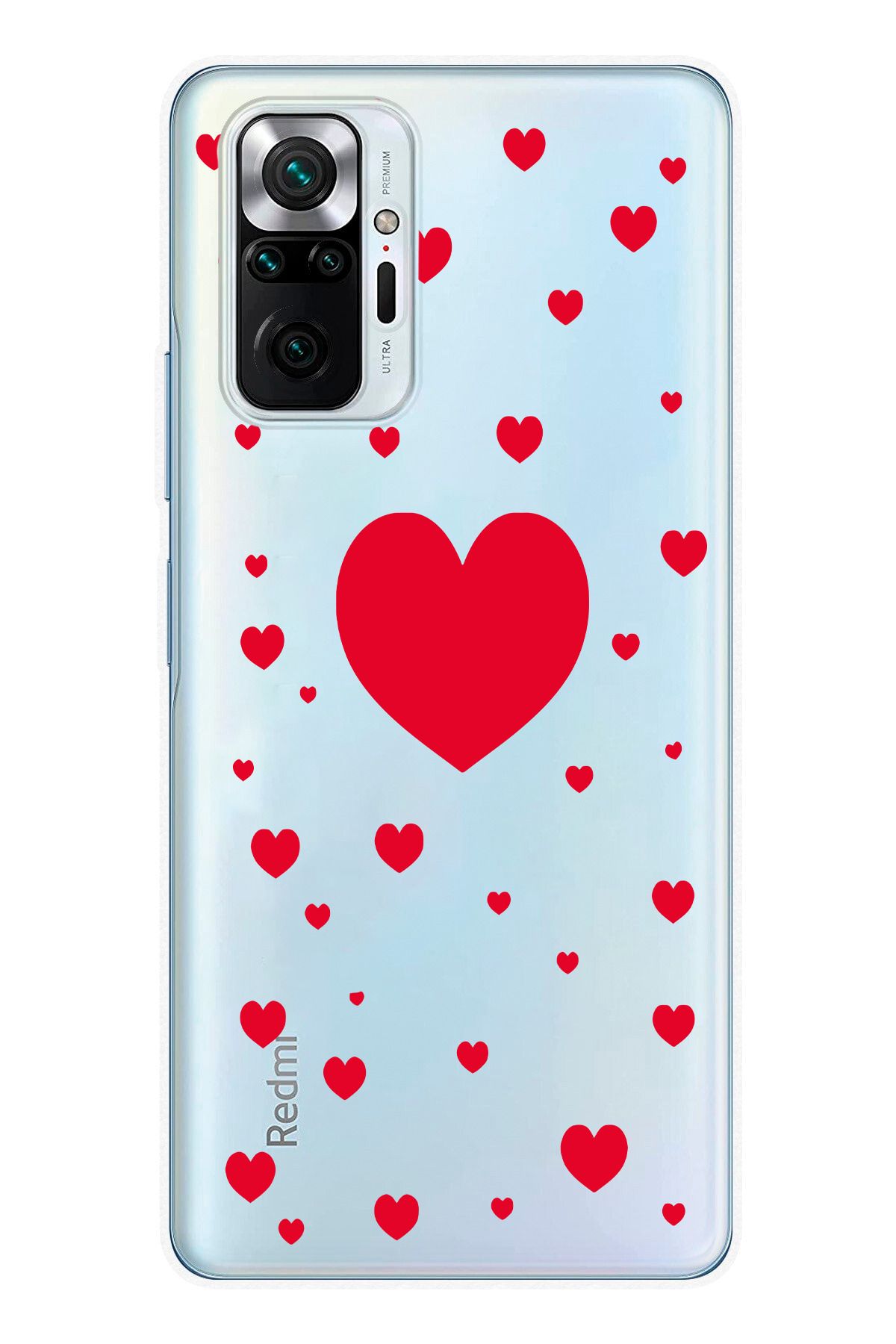 moonset Xiaomi Redmi Note 10 Pro Uyumlu Kalpler Tasarımlı Baskılı Şeffaf Telefon Kılıfı