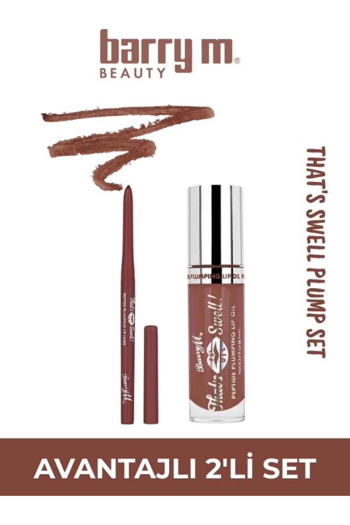 Barry M That's Swell! Peptide Dudak Lip Gloss Set Lip Liner ve Lip Gloss