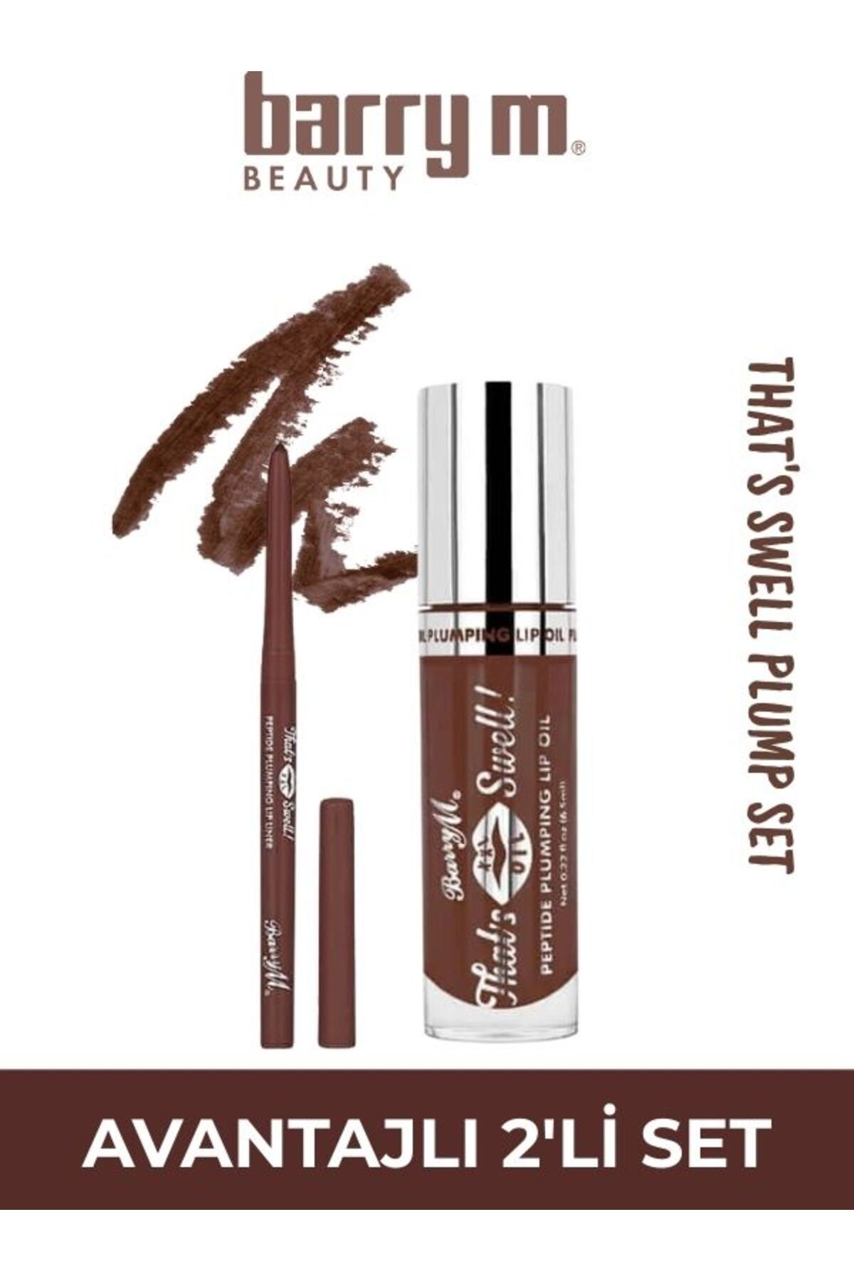 Barry M That's Swell! Peptide Dudak Lip Gloss Set Lip Liner ve Lip Gloss