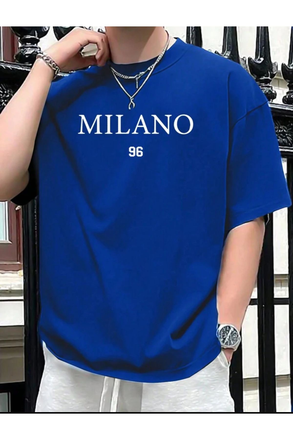 GBRO Unisex Yeni Sezon Milano 96 Yazılı Oversize Tshirt