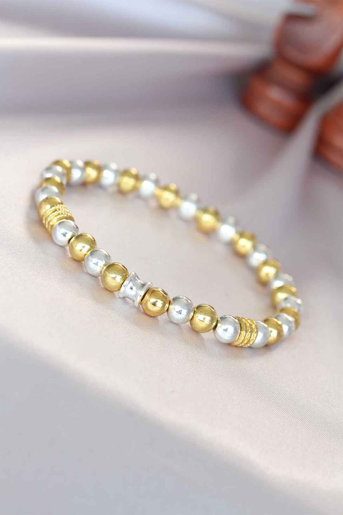 BZK ACCESSORİES Hematit Gümüş Gold Renk Doğal Taş Erkek Bileklik