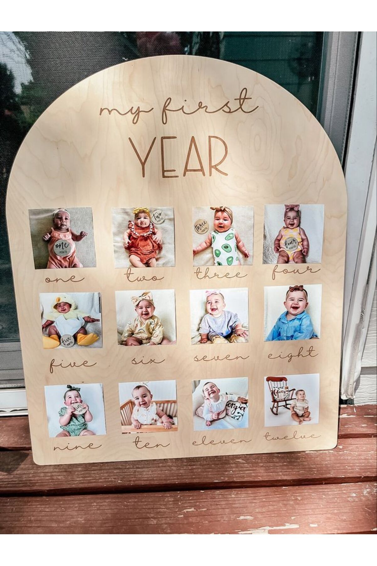 My Kids Room Kişiye Özel Doğum Günü 12 Ay 3D Papatya Temalı Ahşap Fotoğraf Panosu Büyük Boy 50x40