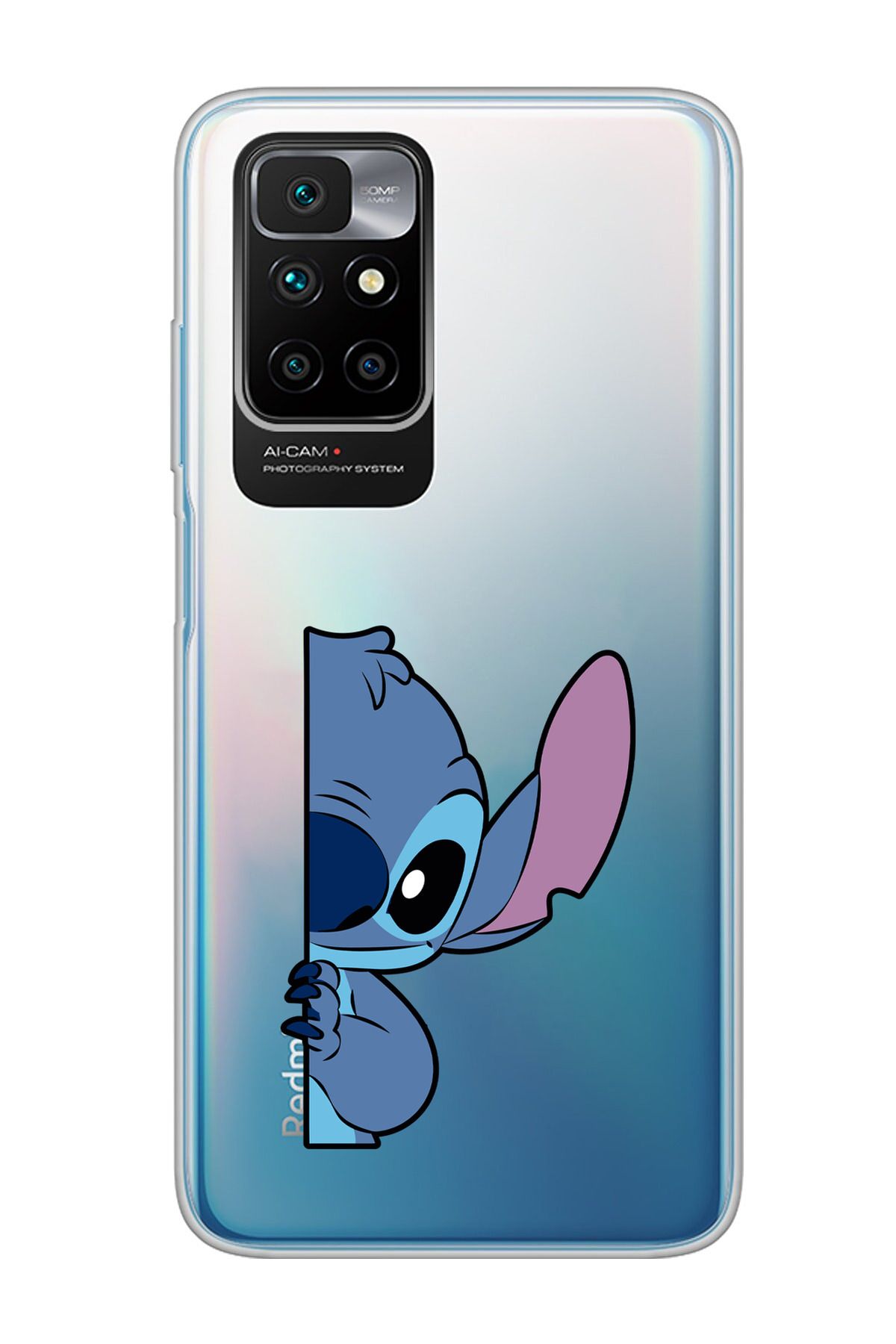 moonset Xiaomi Redmi 10 2022 Uyumlu Stitch Tasarımlı Baskılı Şeffaf Telefon Kılıfı