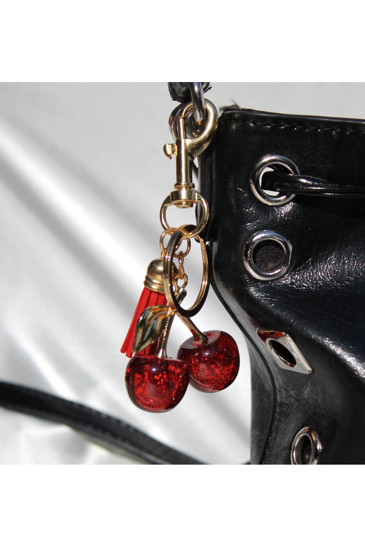 shop Küçük Simli Kirazlı Charm Anahtarlık
