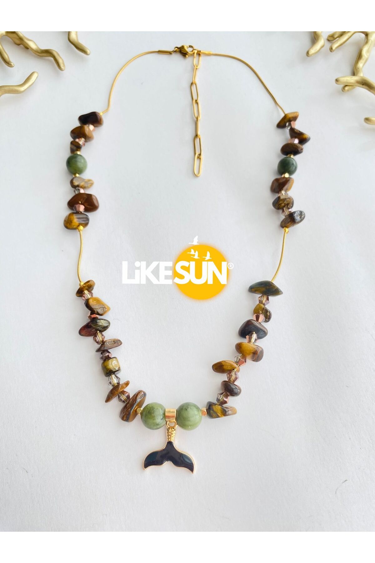 LiKESUN Doğanın Çağrısı – Balina Kuyruğu Doğal Taş Kolye