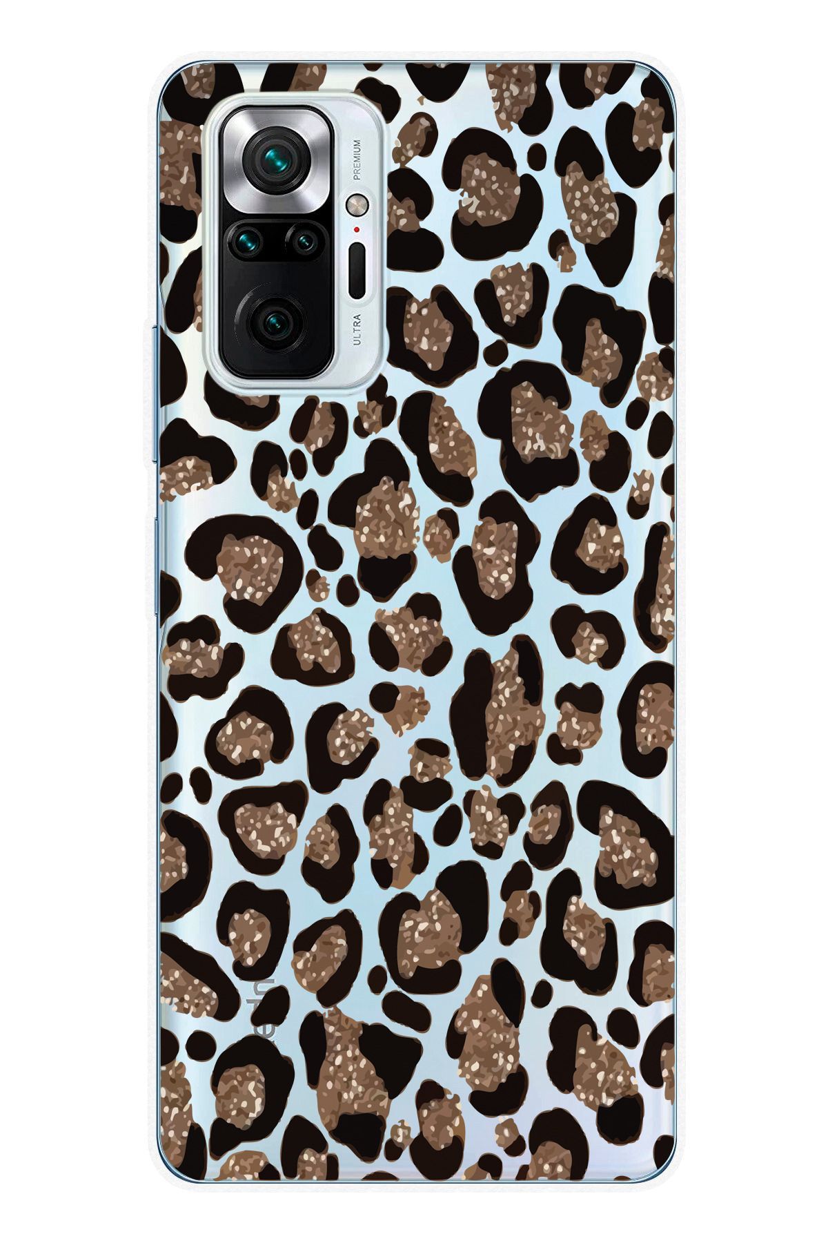 moonset Xiaomi Redmi Note 10 Pro Uyumlu Leopar Tasarımlı Baskılı Şeffaf Telefon Kılıfı