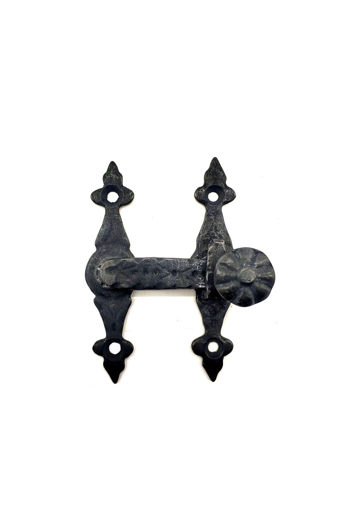 NEZADE STORE Antika Tarz Dekoratif Pirinç Kapı, Pencere Mandalı - 82x65 mm, Oksit