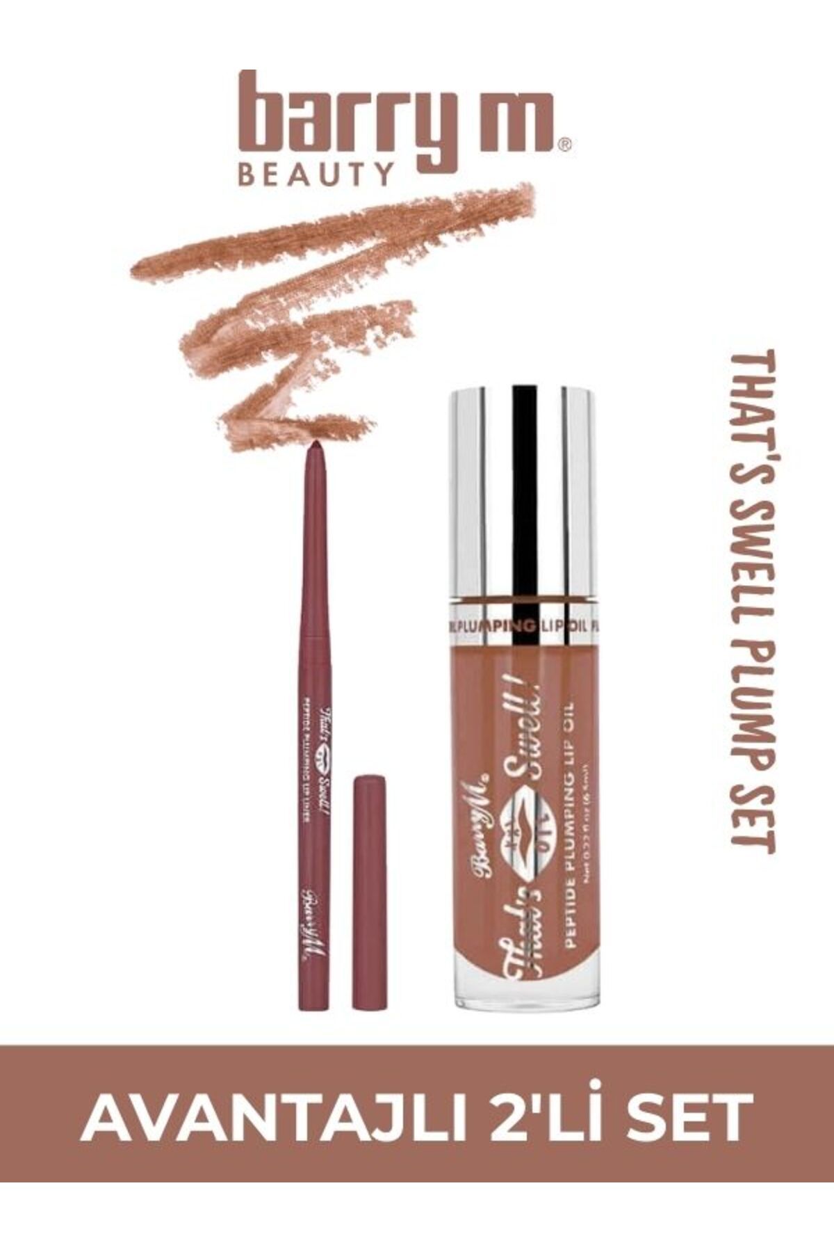 Barry M That's Swell! Peptide Dudak Lip Gloss Set Lip Liner ve Lip Gloss