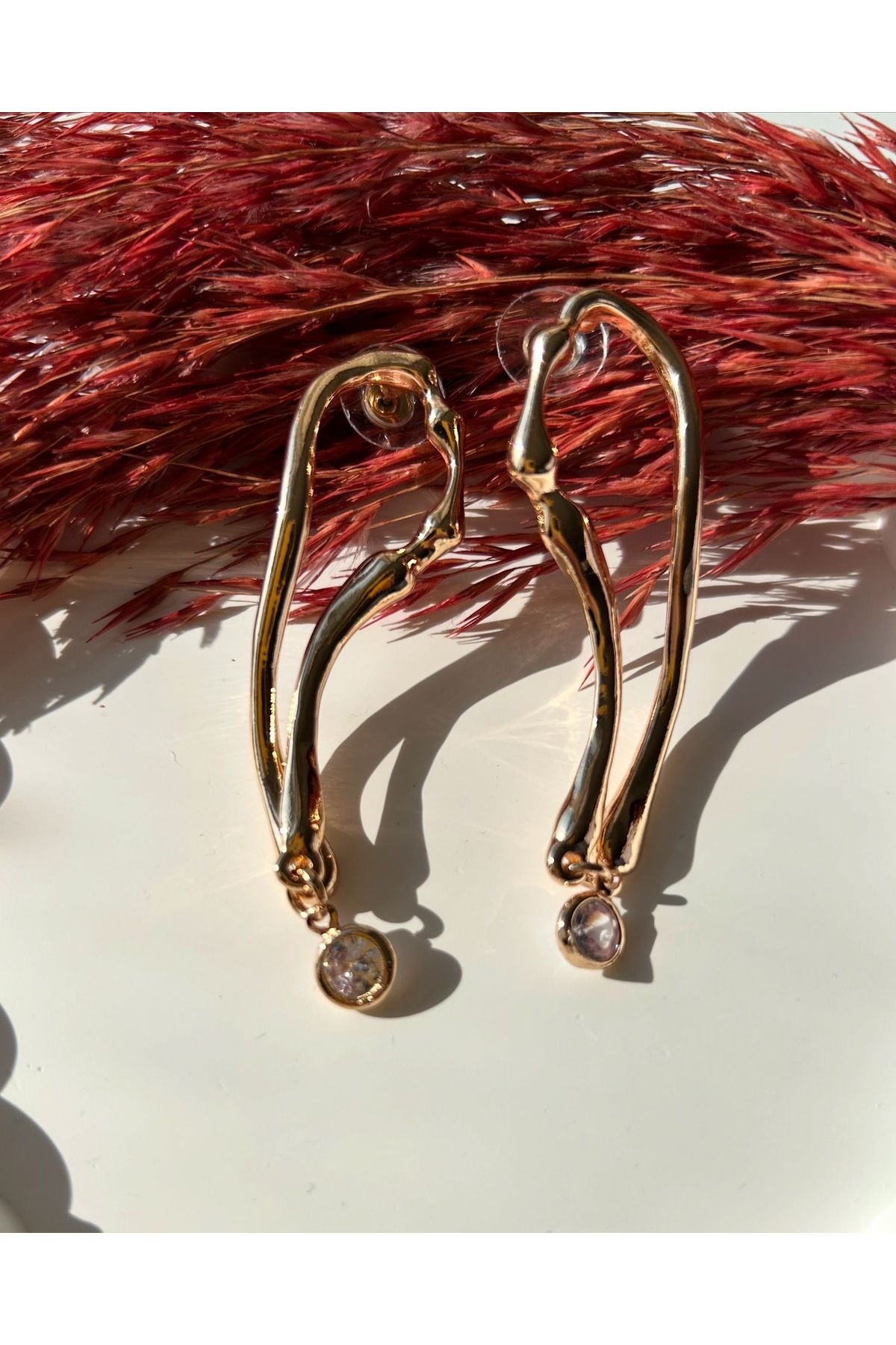 Mayda accessorises Sallantılı Tektaş Detaylı Çelik Küpe
