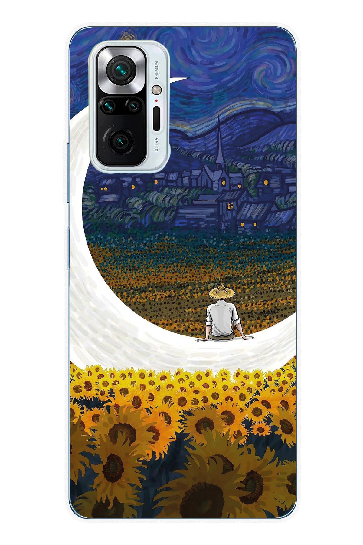 moonset Xiaomi Redmi Note 10 Pro Uyumlu Van Gogh Tasarımlı Baskılı Şeffaf Telefon Kılıfı