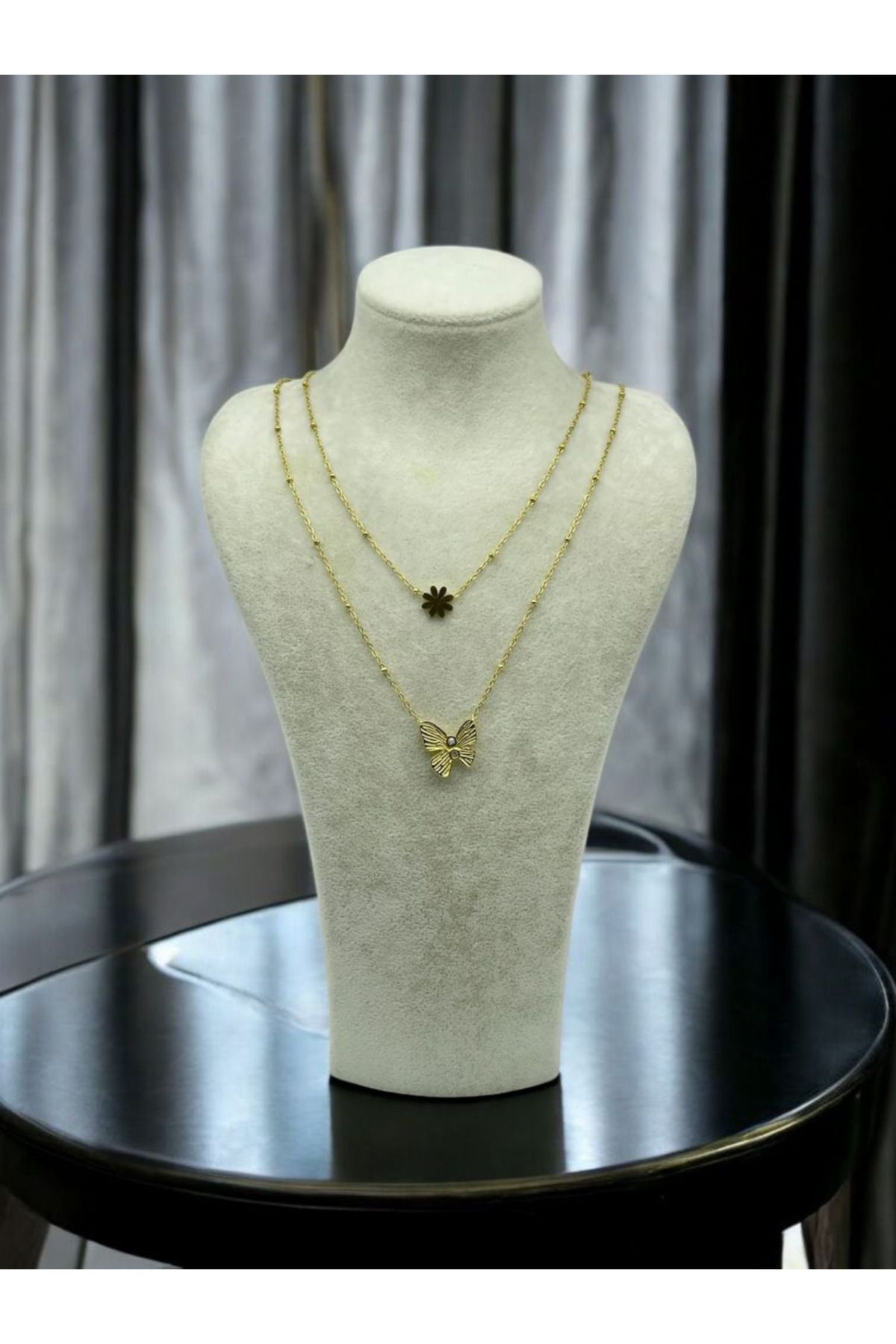 XUPING JEWELRY Kebekli taşlı ikili Çelik kolye