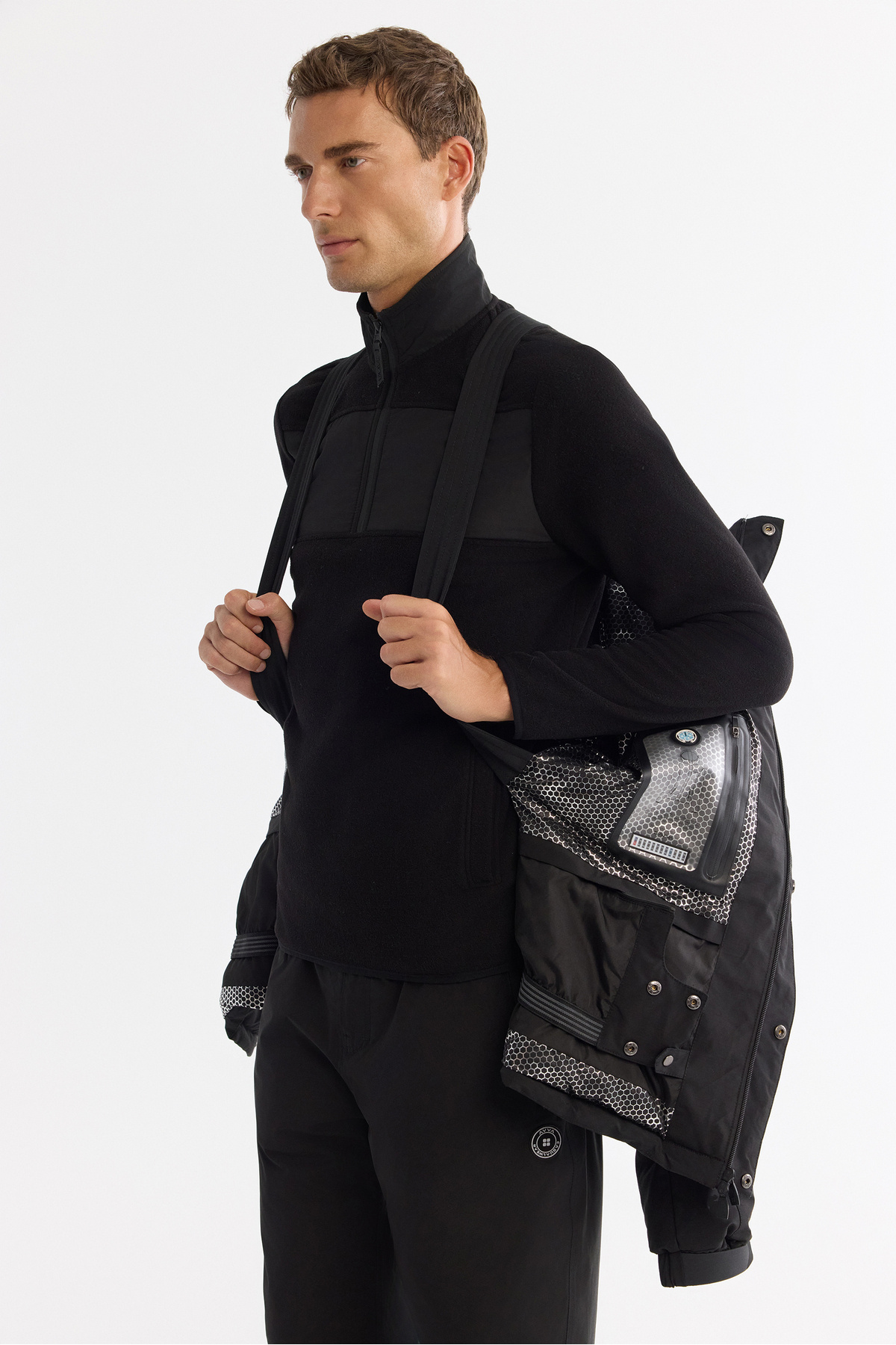 Avva-Men's Black Hooded Water Repellent Windproof -20 Degree Resistant Inflatable Ski Coat A42Y6159 7