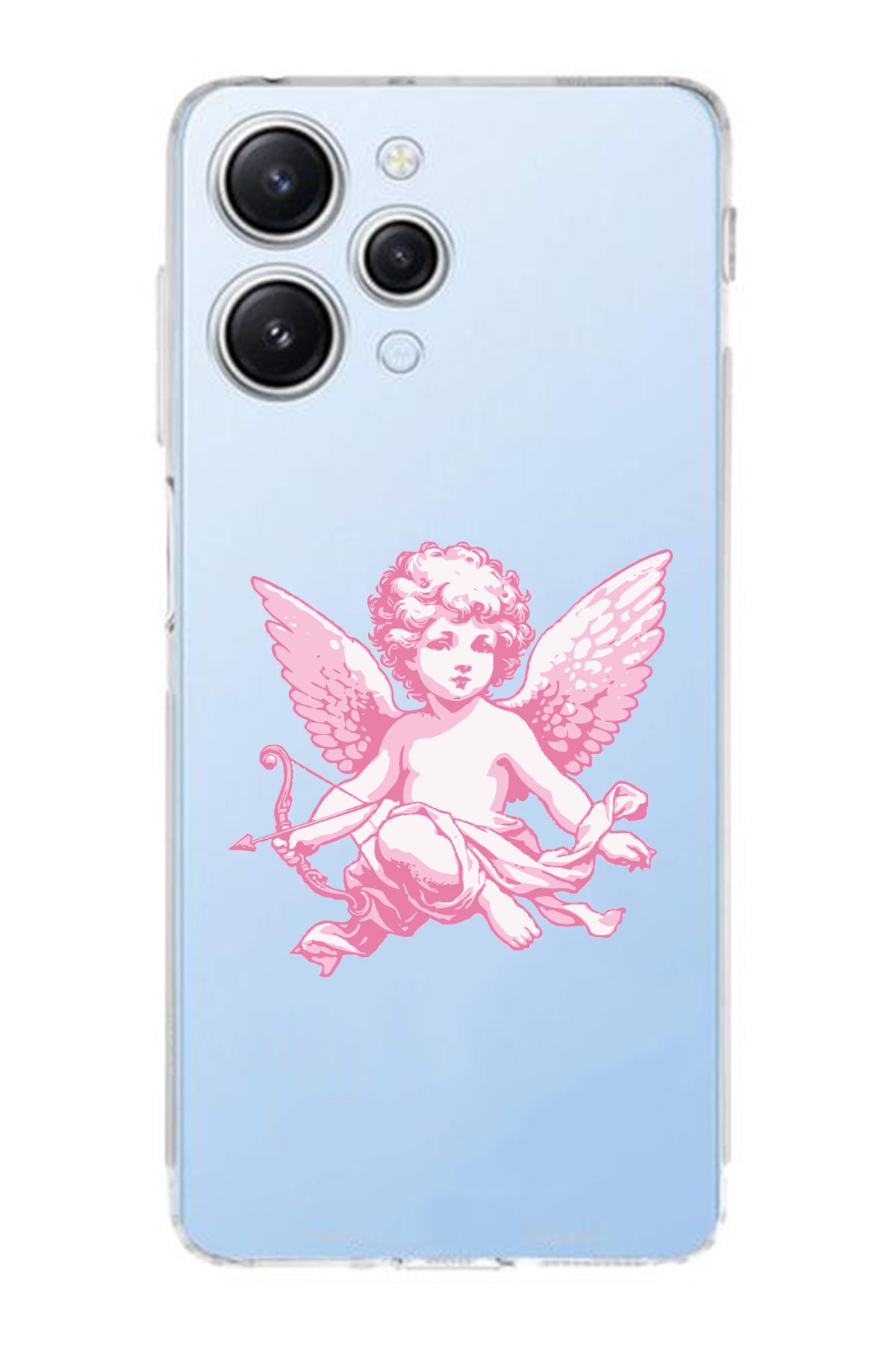 moonset Xiaomi Redmi 12 Uyumlu Melek Tasarımlı Baskılı Şeffaf Telefon Kılıfı
