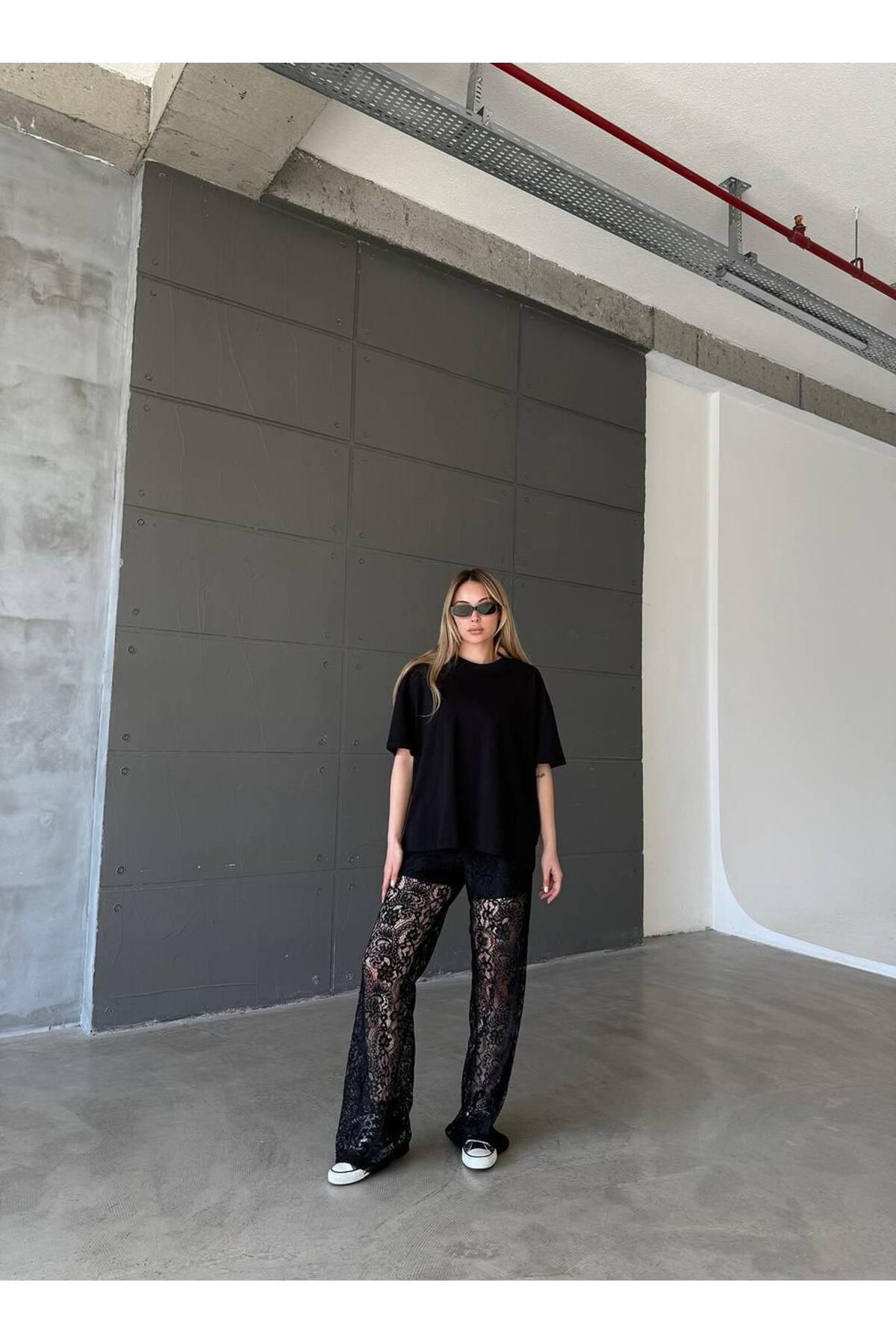 fatma keskin linna butik Kadın Kısa Kollu Bisiklet Yaka Basic Oversize T-shirt Siyah