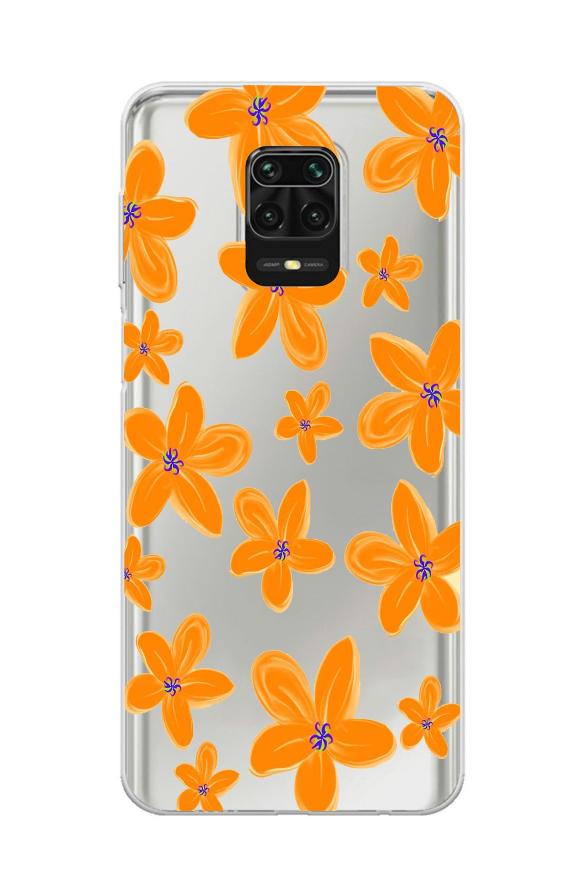 moonset Xiaomi Redmi Note 9 Pro / Note 9S Uyumlu Çiçek Tasarımlı Baskılı Şeffaf Telefon Kılıfı