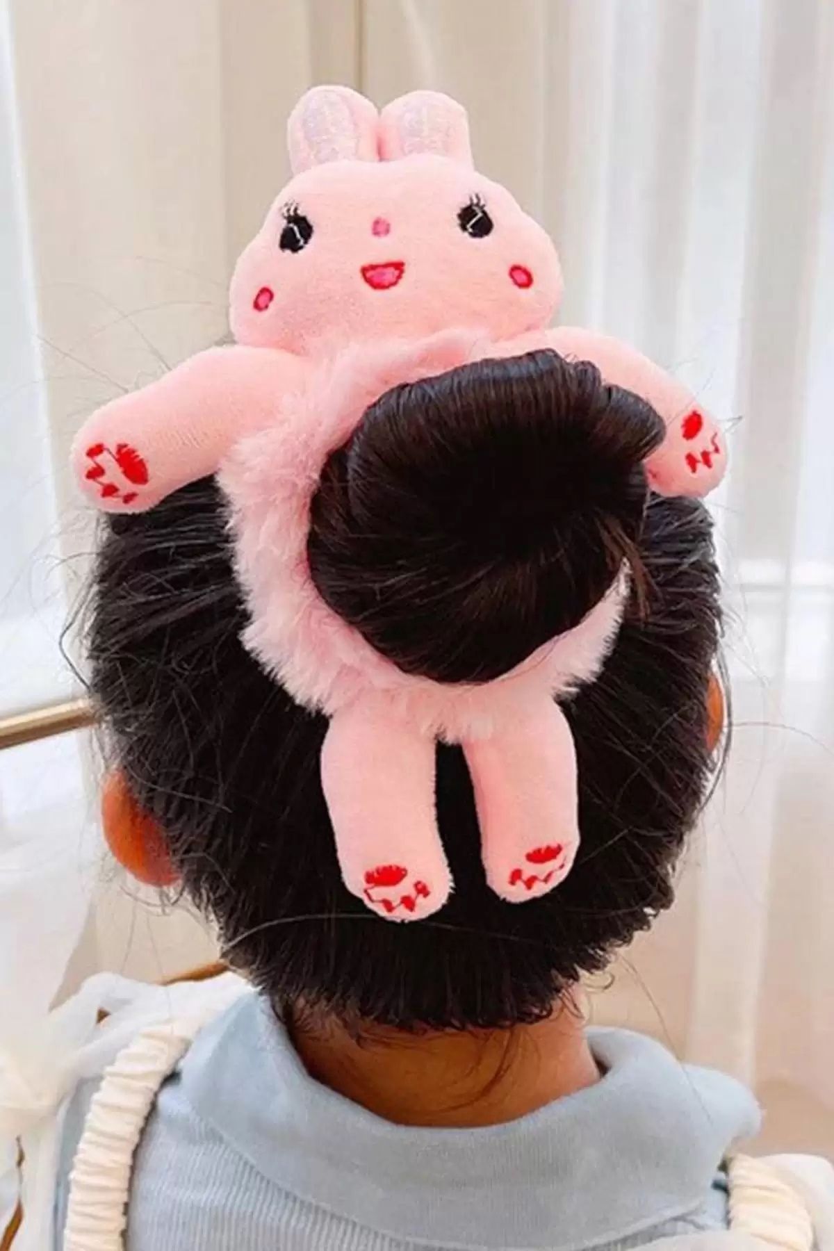 CAŞ DEKORASYON Pembe Renk Tavşan Model Peluş Simit Toka