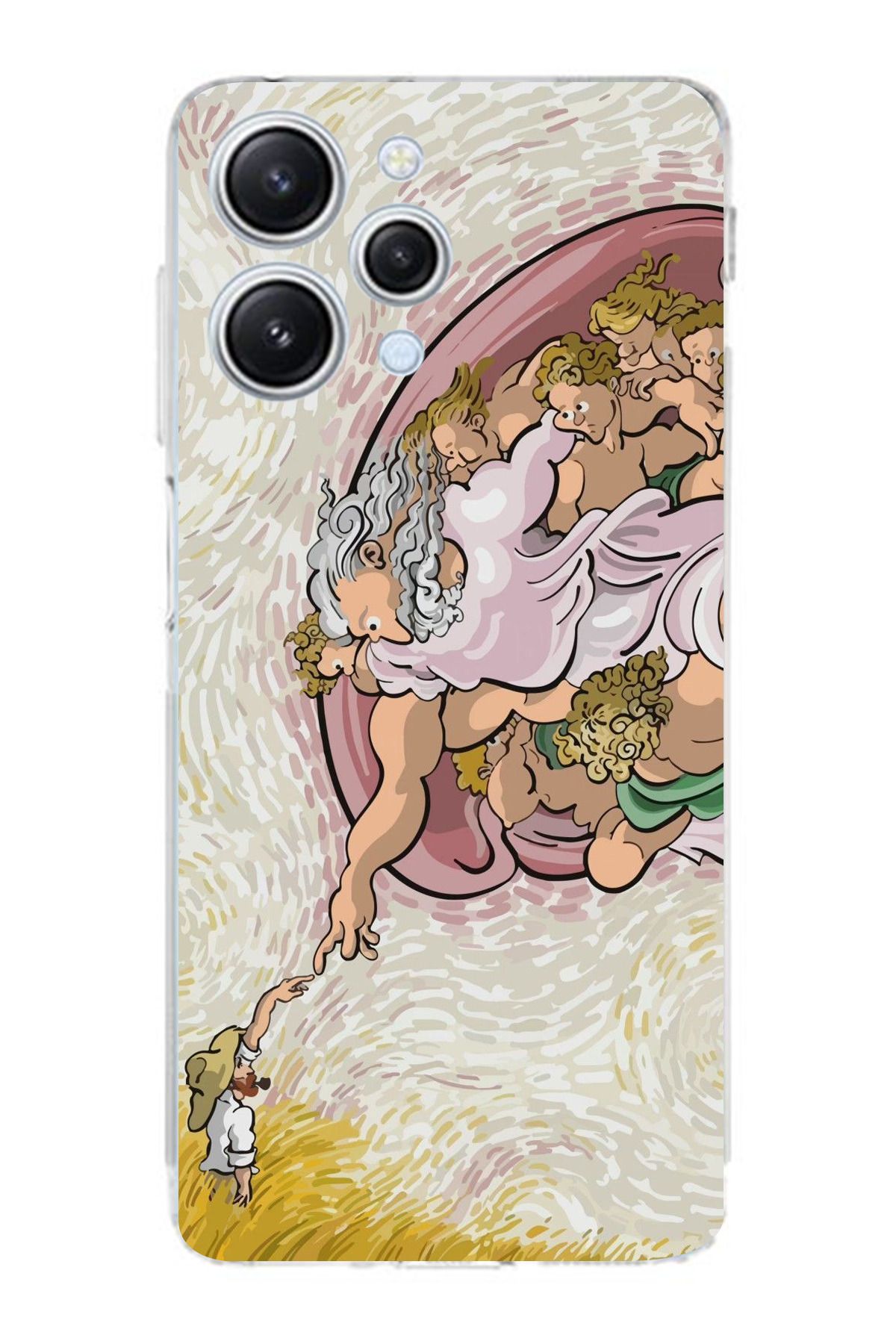 moonset Xiaomi Redmi 12 Uyumlu Van Gogh Tasarımlı Baskılı Şeffaf Telefon Kılıfı