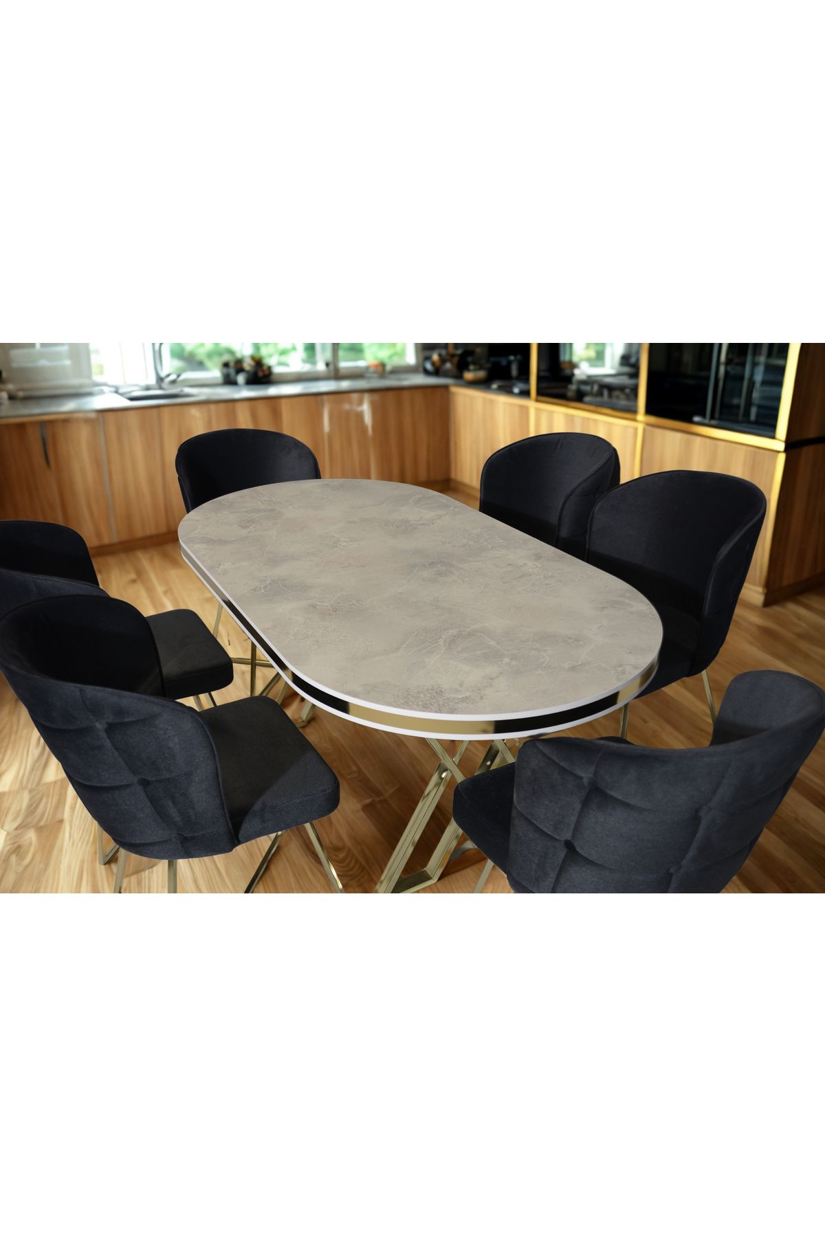 ÜNALMIŞ SALON VE MUTFAK YEMEK MASASI TAKIMI 90X170 ( MASA VE 6 SANDALYE )
