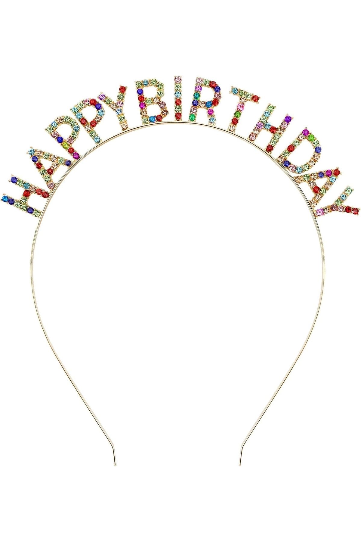 STOREMAX Rengarenk Kristal Taşlı Ekstra Lüks Gümüş Kaplama Happy Birthday Taç 16x17 cm (5047)