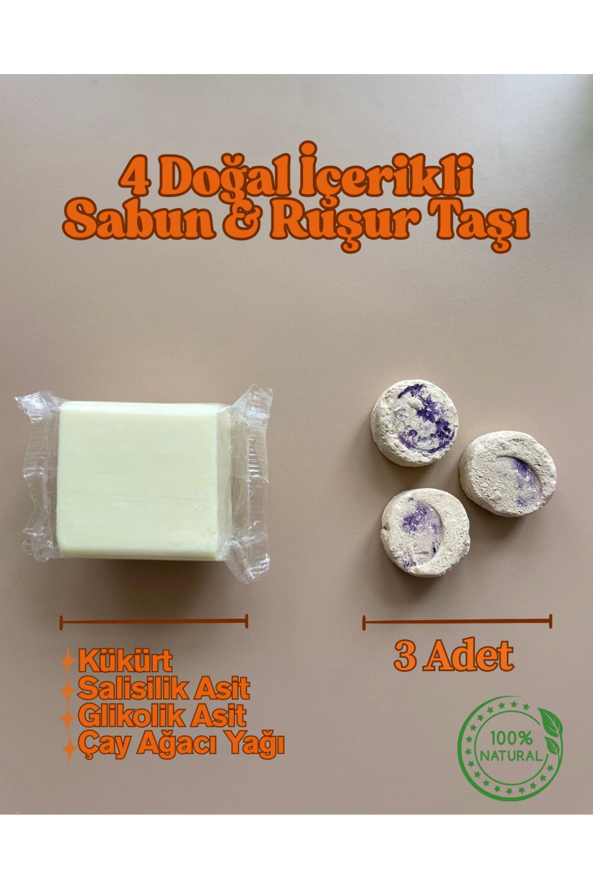 Natural 4 Doğal İçerikli Sabun + 3 Adet Ruşur Taşı‍