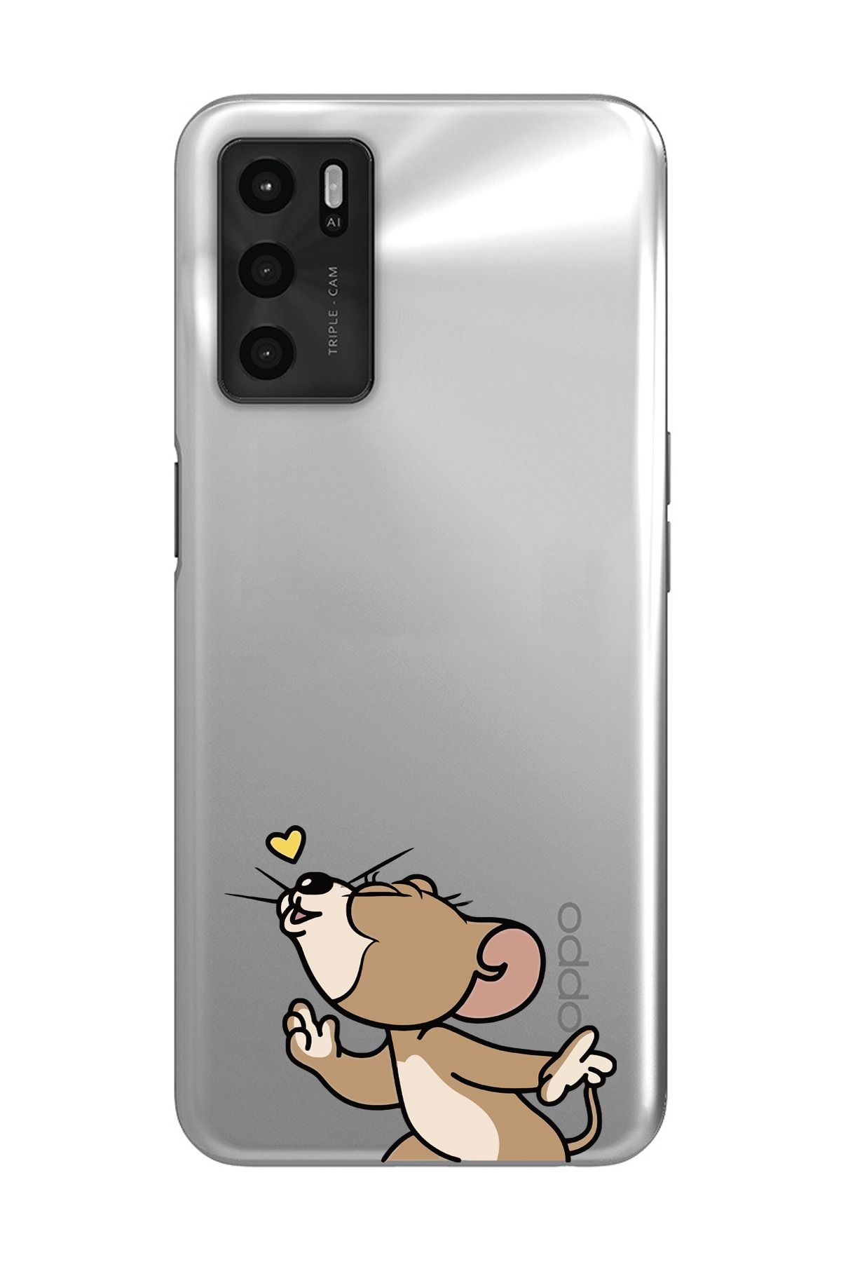 moonset Oppo A16 / A55 Uyumlu Jerry Tasarımlı Baskılı Şeffaf Telefon Kılıfı