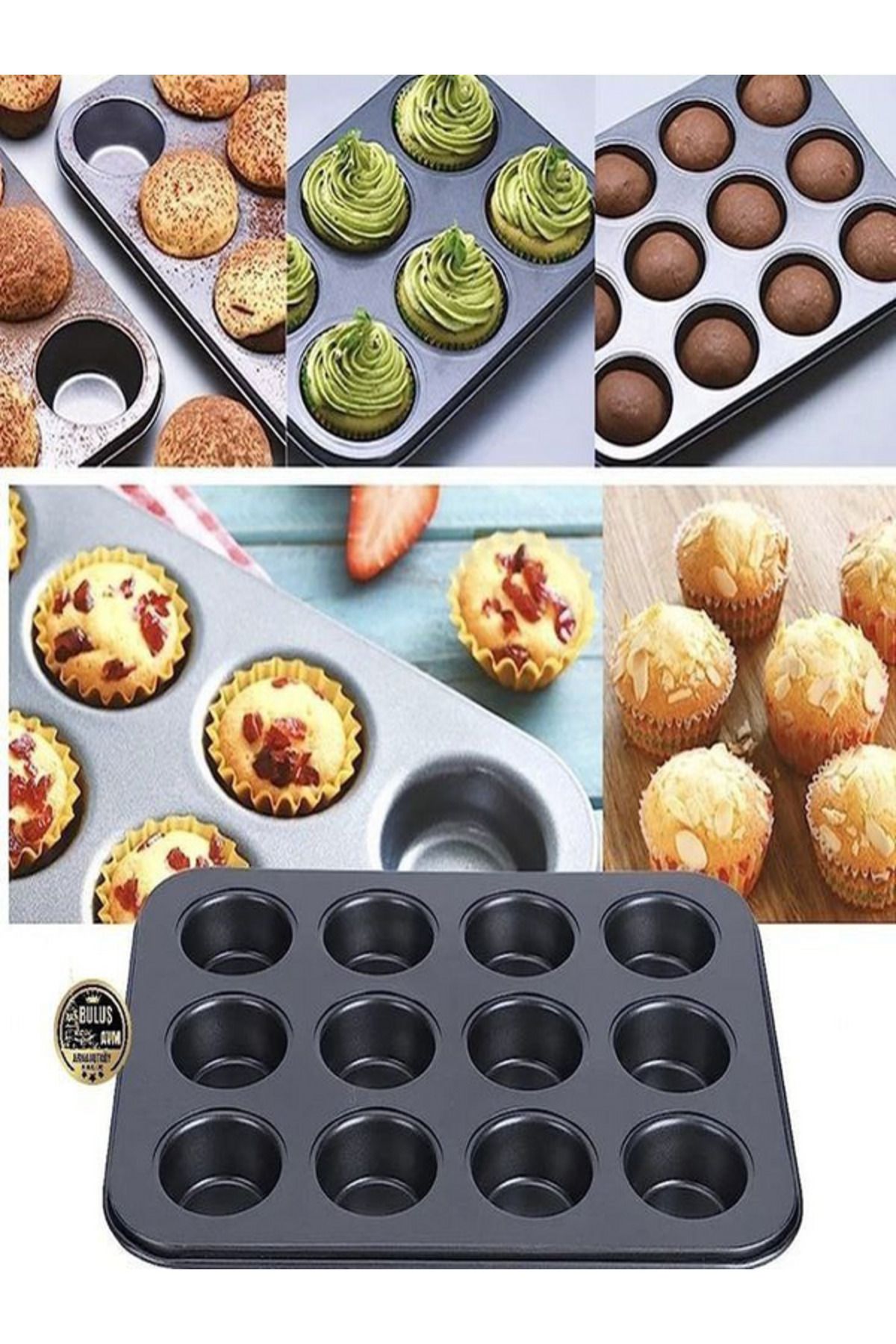 Emal Home Yanmaz Yapışmaz 12'li Muffin Kalıbı | Muffin Kek Kalıbı 12 ' li