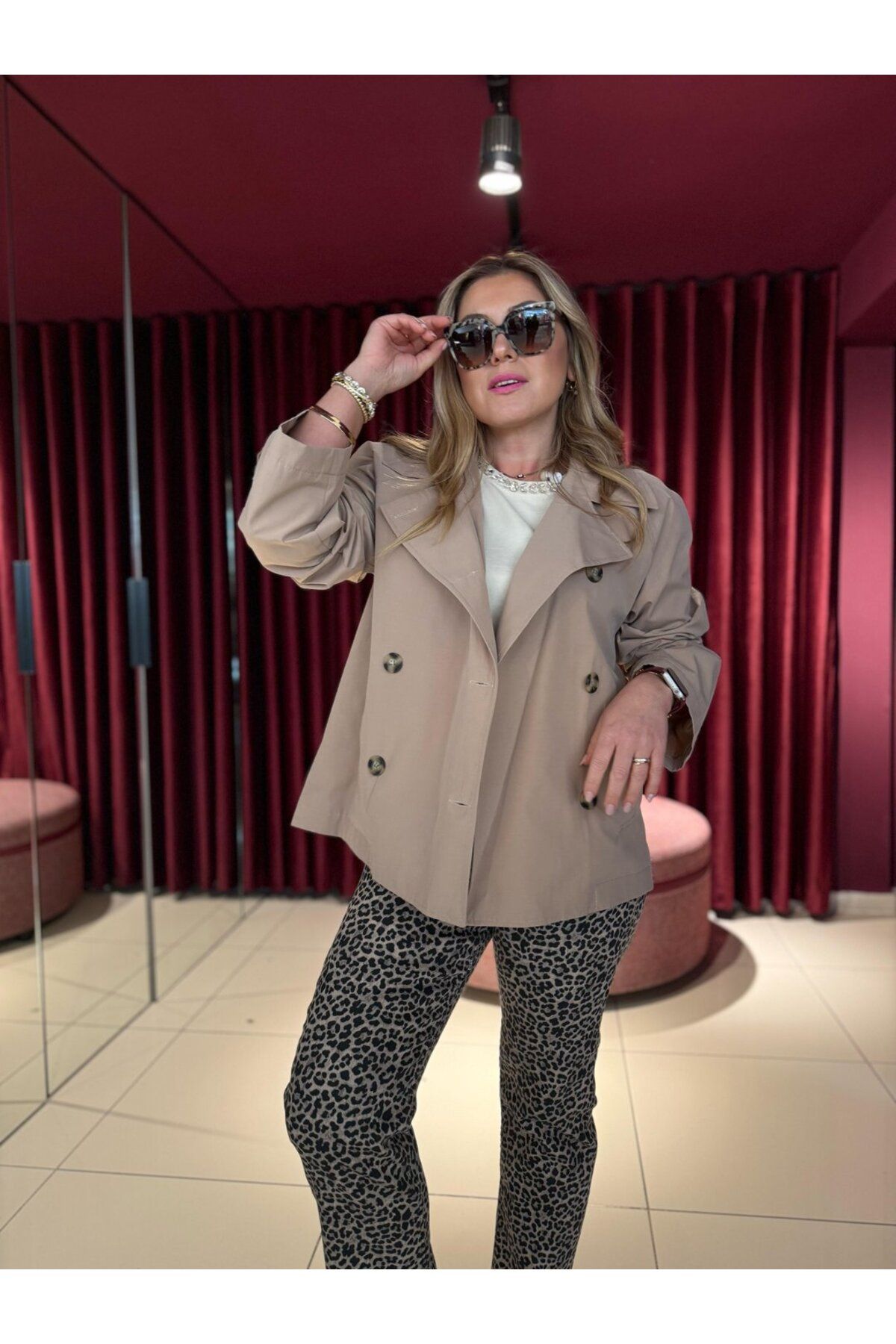 ALLWIN Orijinal Marka Kısa Trenchcoat