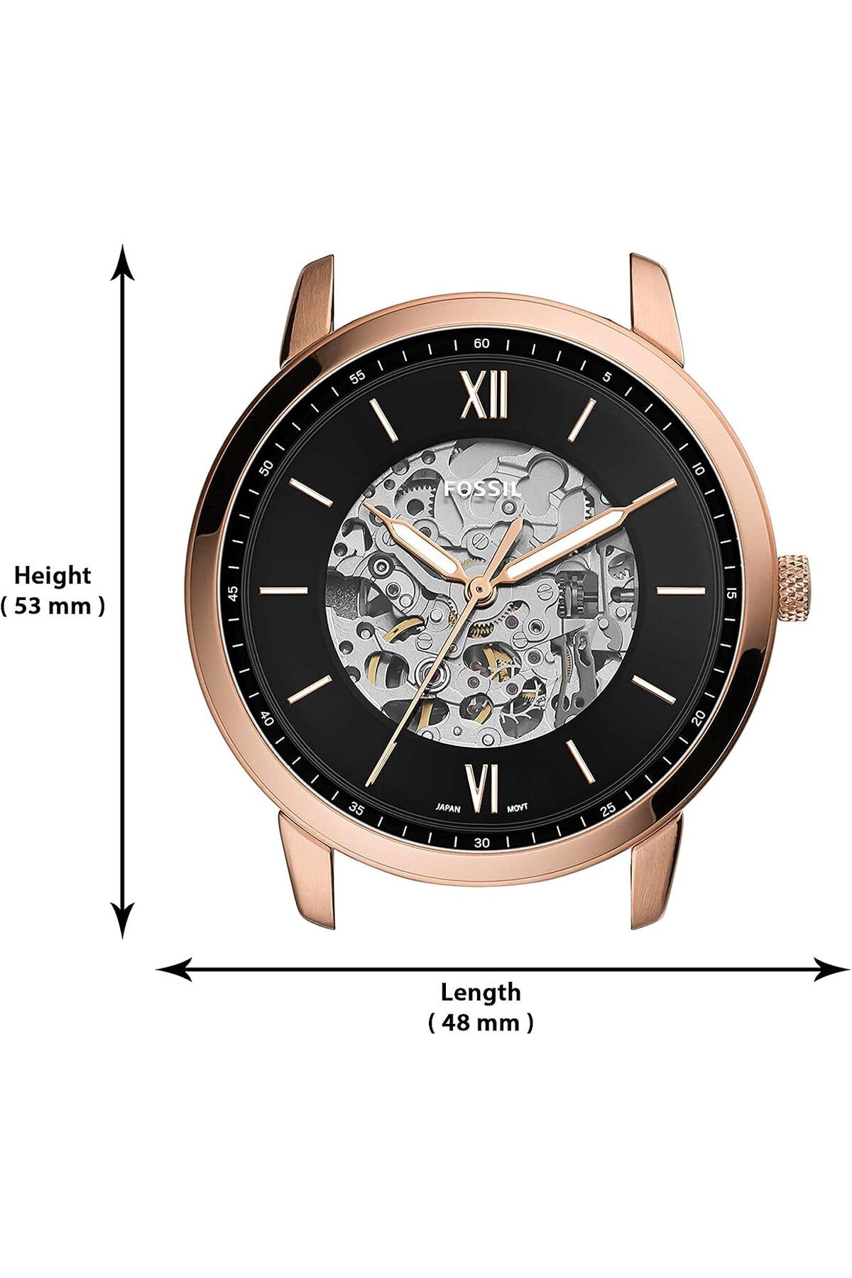 Fossil-Men's Neutra Automatic Stainless Steel and Eco Leather Three-Hand Skeleton Watch, Color: Rose 9