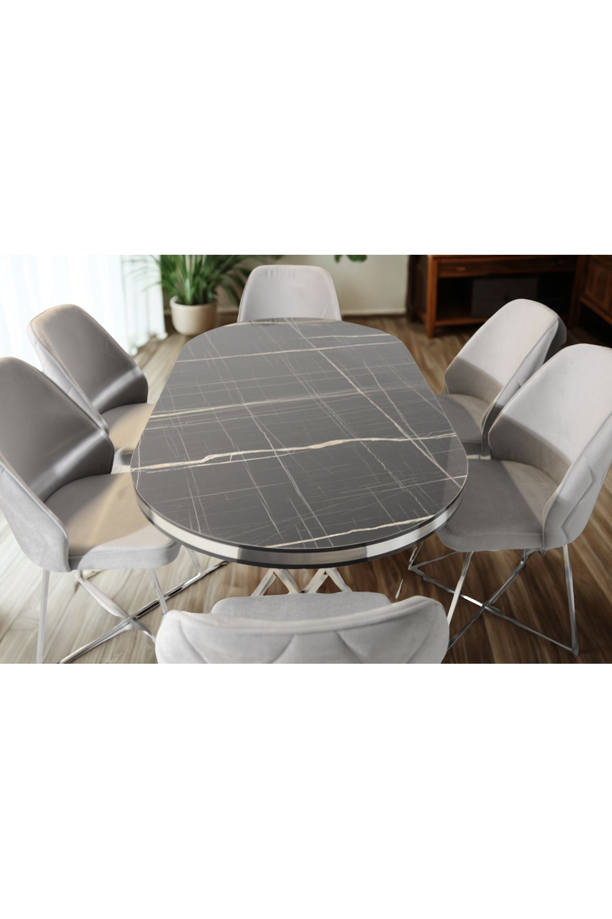 ÜNALMIŞ SALON VE MUTFAK YEMEK MASASI TAKIMI 90X170 ( MASA VE 6 SANDALYE )